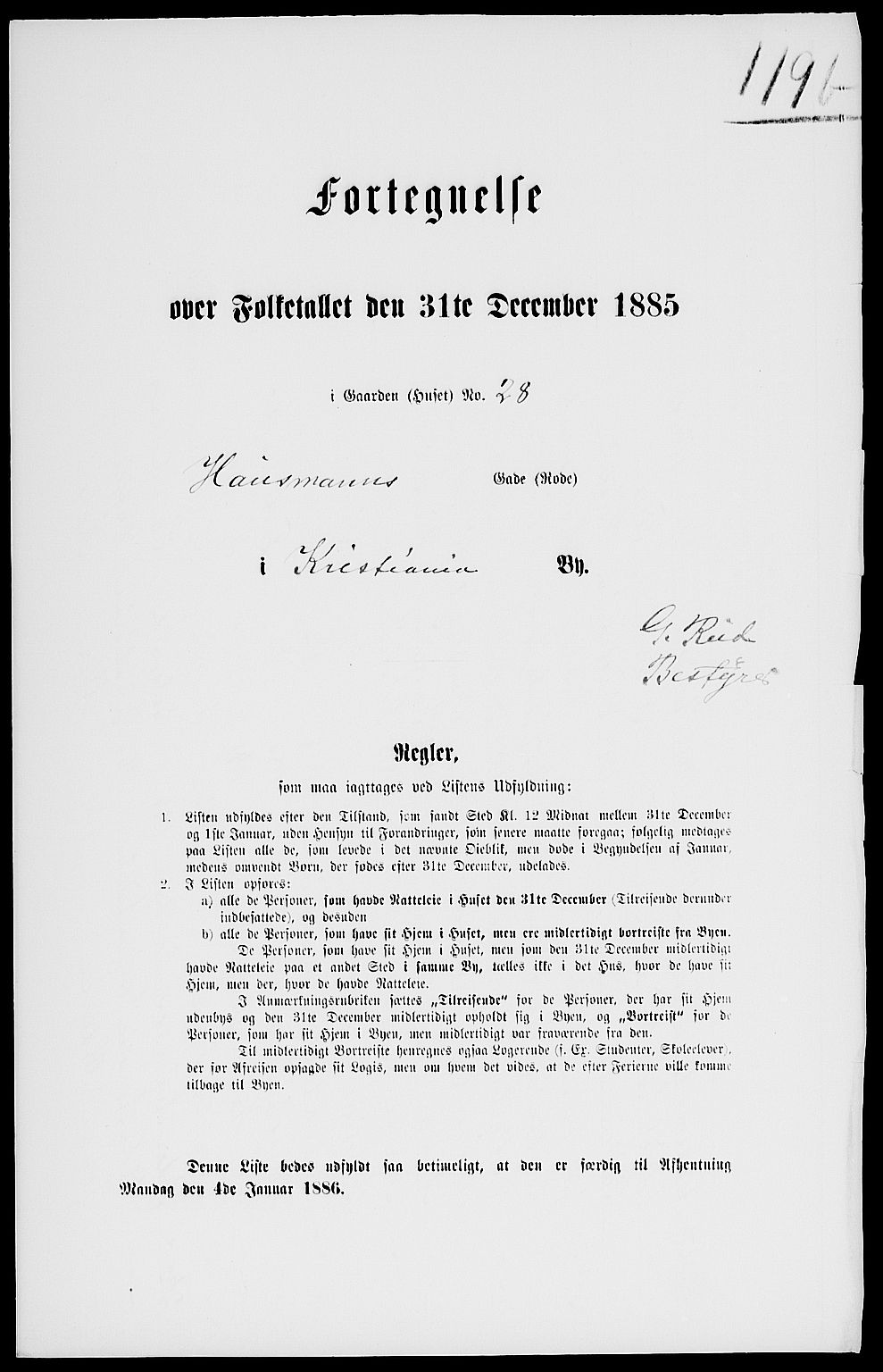 RA, 1885 census for 0301 Kristiania, 1885, p. 7414