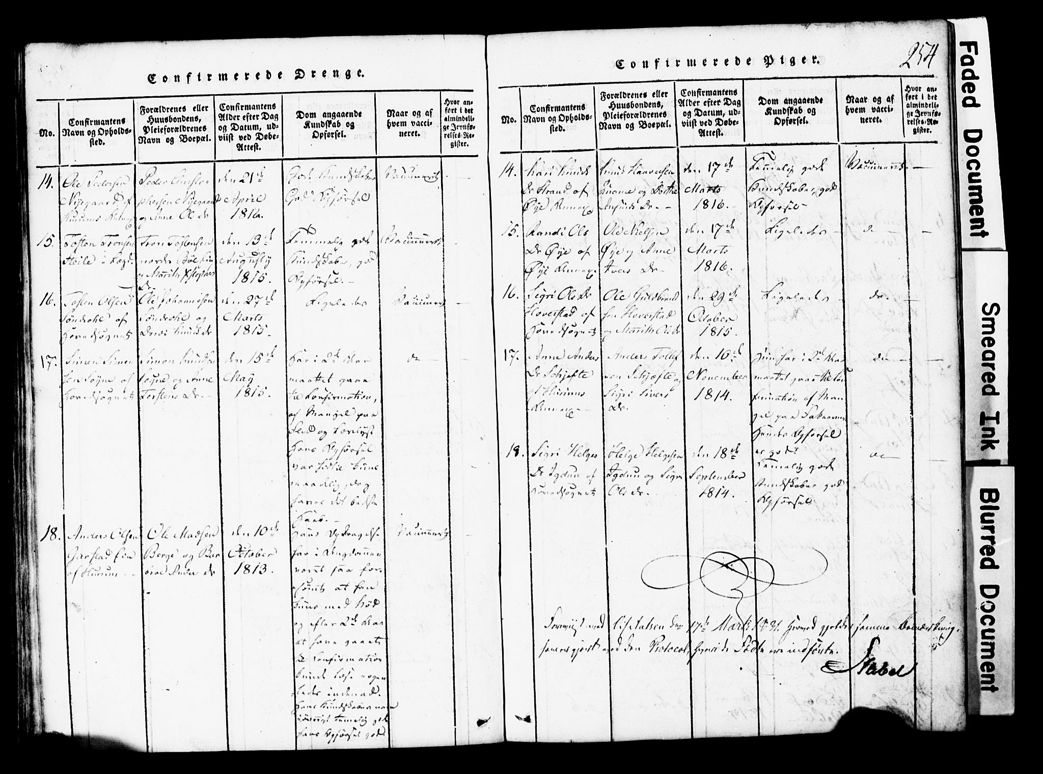 Vang prestekontor, Valdres, SAH/PREST-140/H/Hb/L0001: Parish register (copy) no. 1, 1814-1820, p. 254
