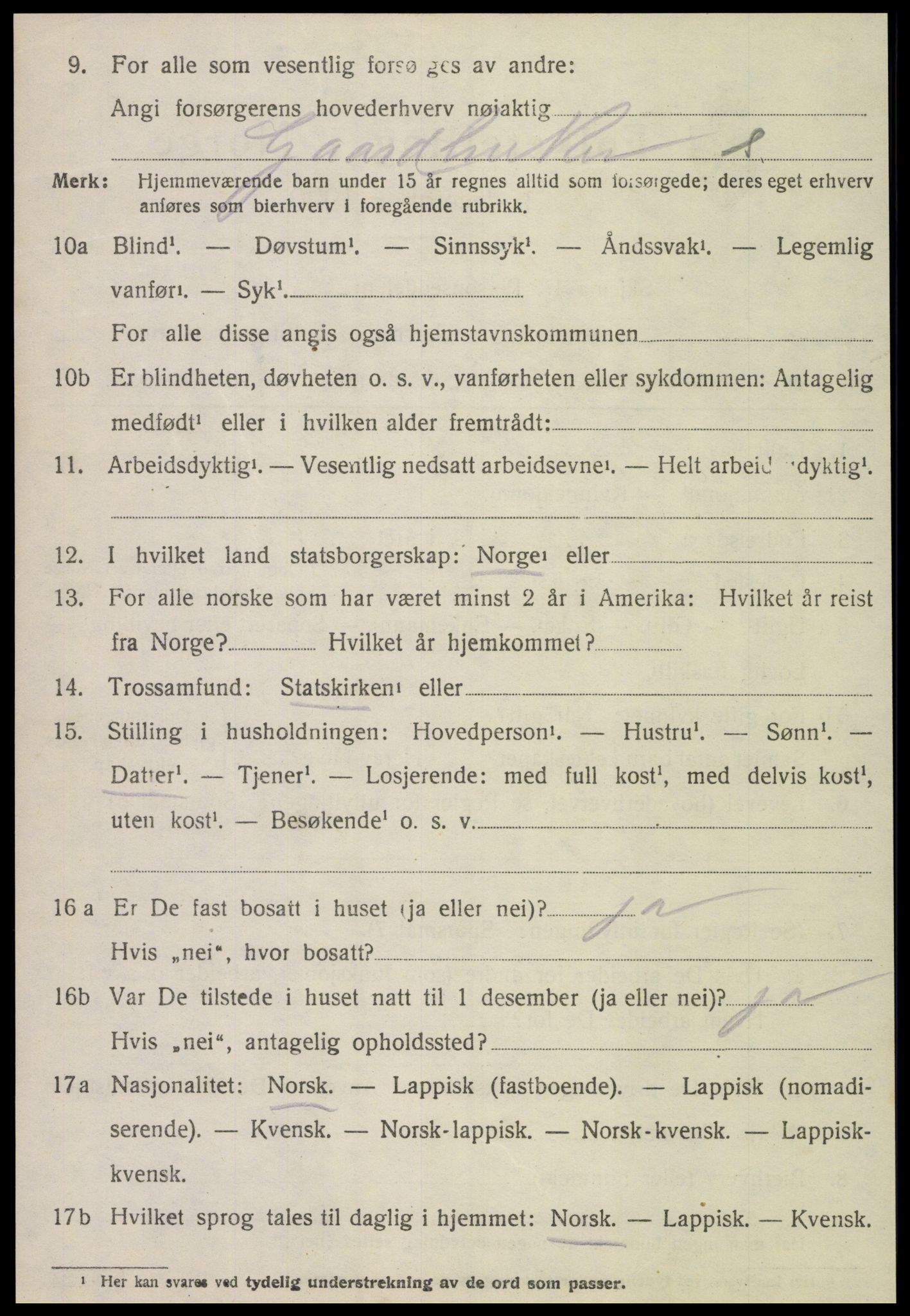 SAT, 1920 census for Verdal, 1920, p. 7572