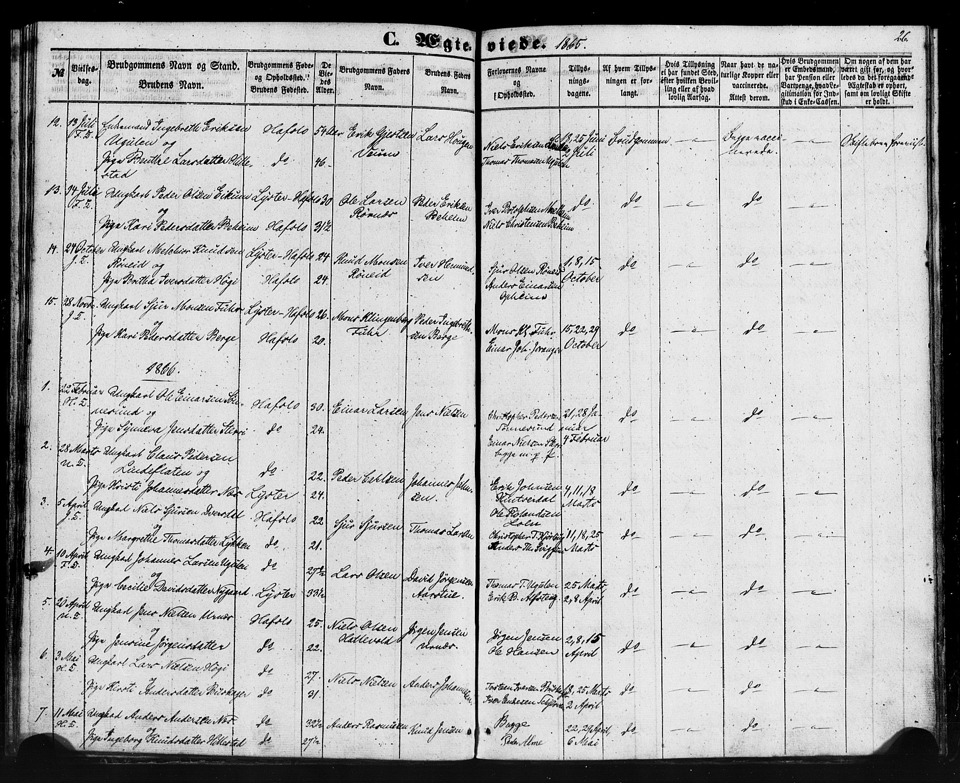 Hafslo sokneprestembete, SAB/A-80301/H/Haa/Haaa/L0013: Parish register (official) no. A 13, 1854-1879, p. 26