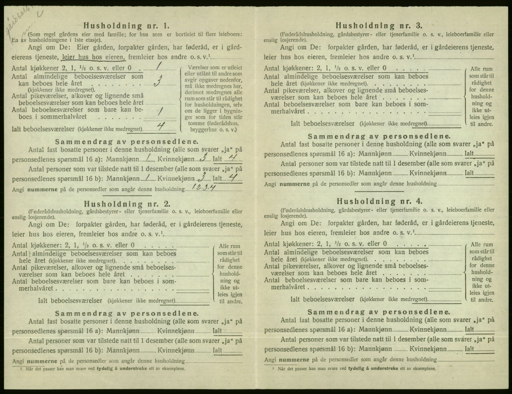 SAB, 1920 census for Voss, 1920, p. 2742