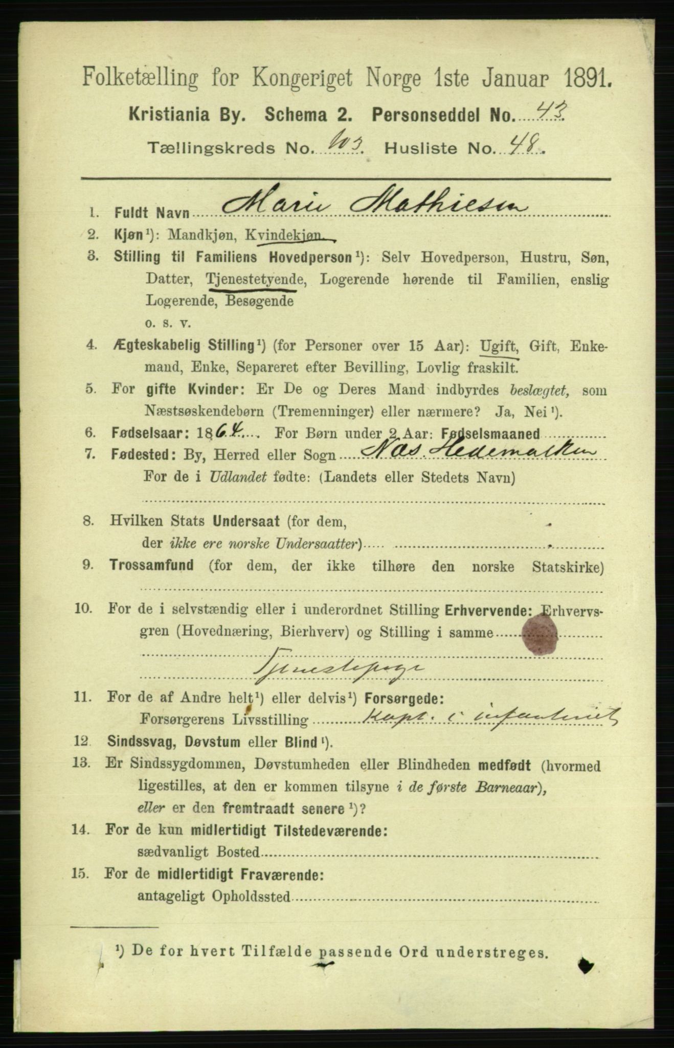 RA, 1891 census for 0301 Kristiania, 1891, p. 52208