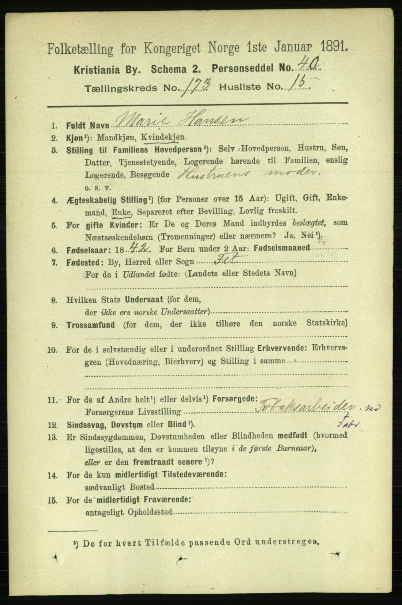 RA, 1891 census for 0301 Kristiania, 1891, p. 103614