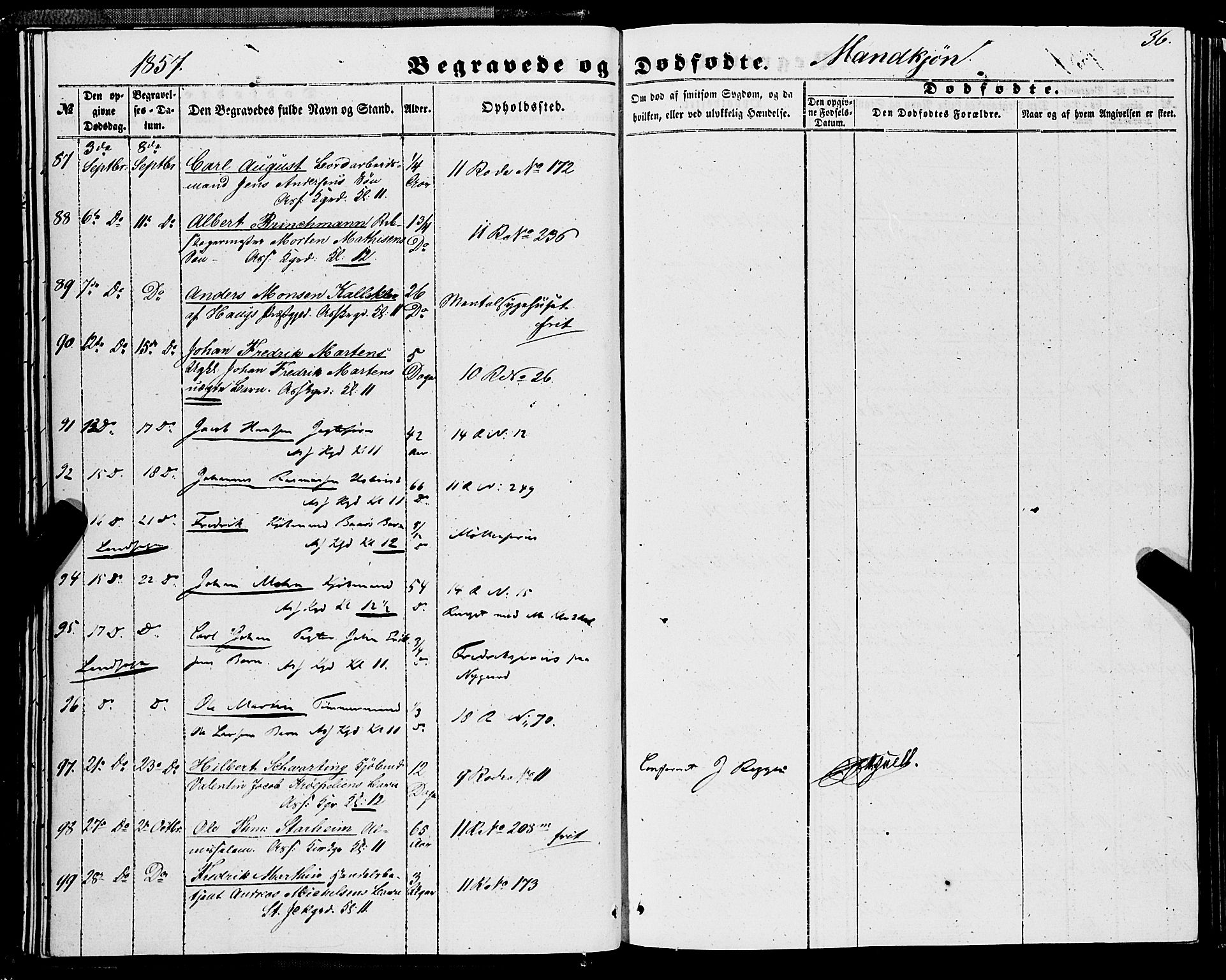 Domkirken sokneprestembete, SAB/A-74801/H/Haa/L0041: Parish register (official) no. E 2, 1853-1863, p. 36
