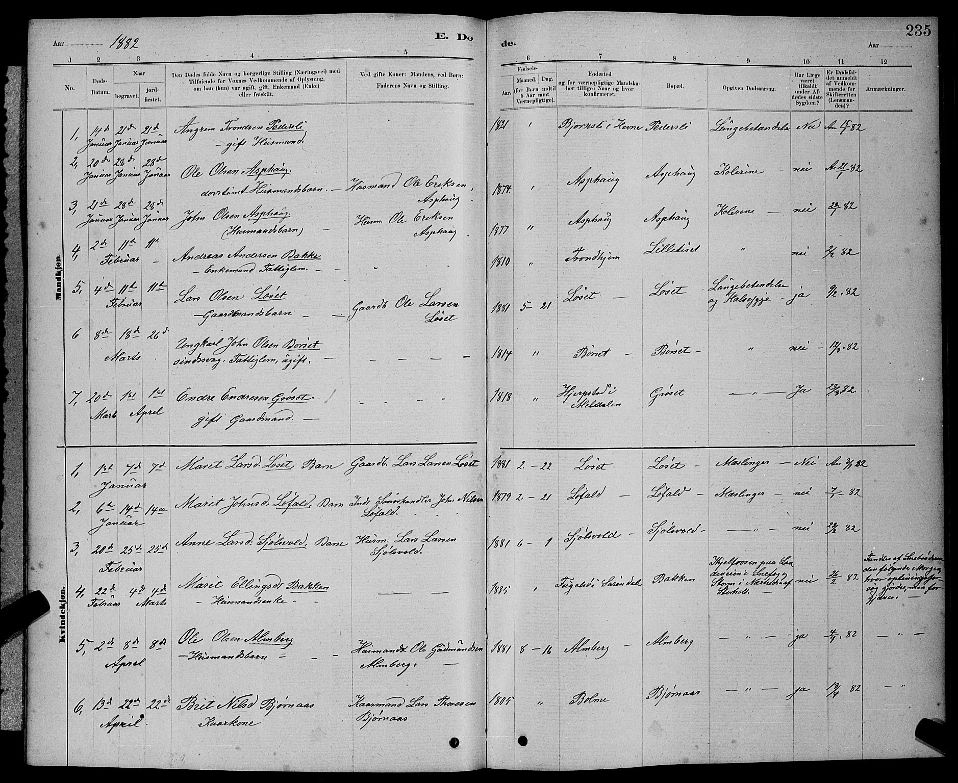 Ministerialprotokoller, klokkerbøker og fødselsregistre - Møre og Romsdal, AV/SAT-A-1454/598/L1077: Parish register (copy) no. 598C02, 1879-1891, p. 235