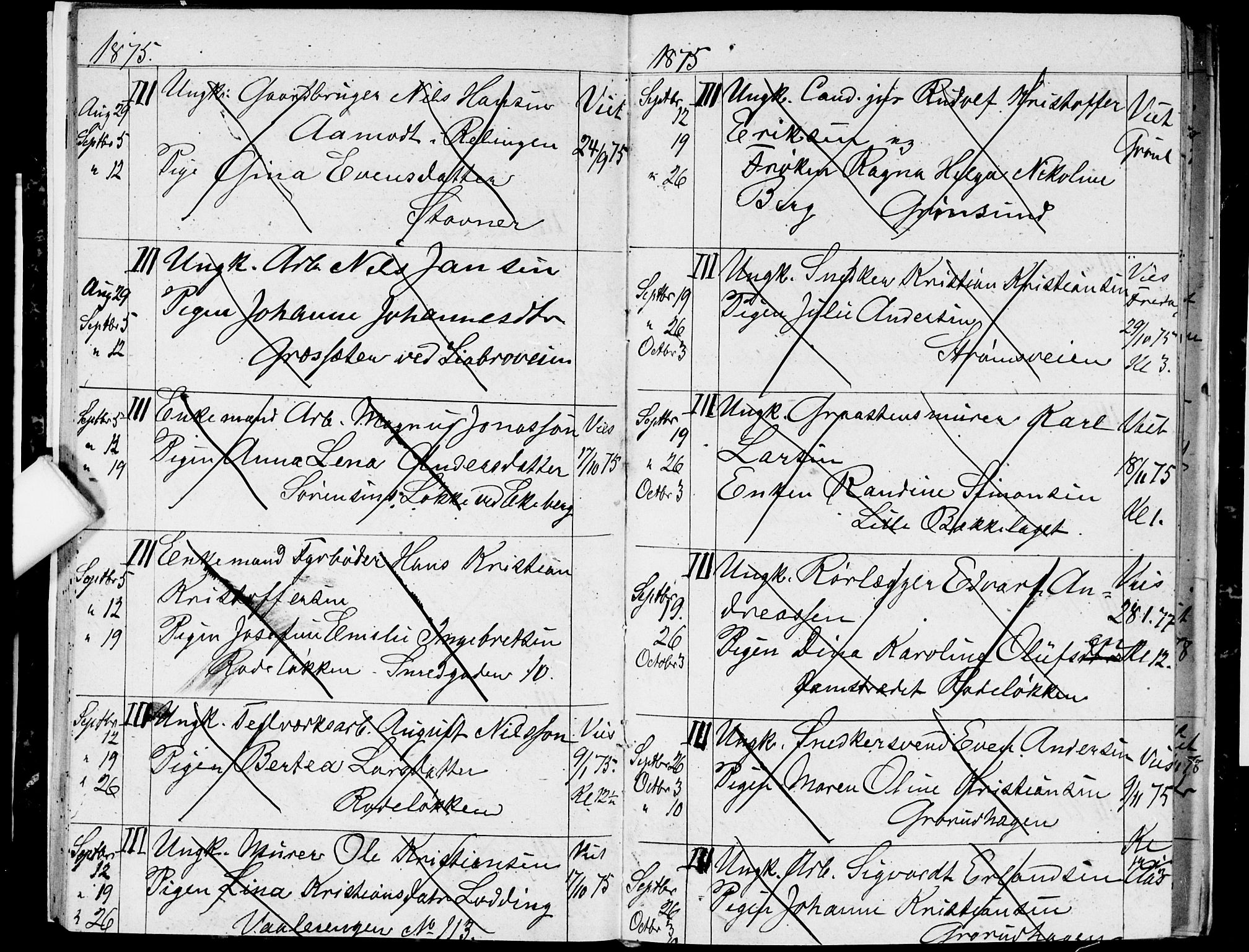 Østre Aker prestekontor Kirkebøker, AV/SAO-A-10840/H/Ha/L0003: Banns register no. I 3, 1873-1878