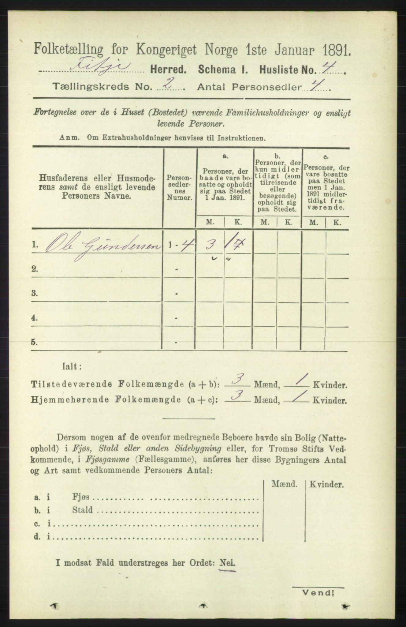 RA, 1891 census for 1222 Fitjar, 1891, p. 582