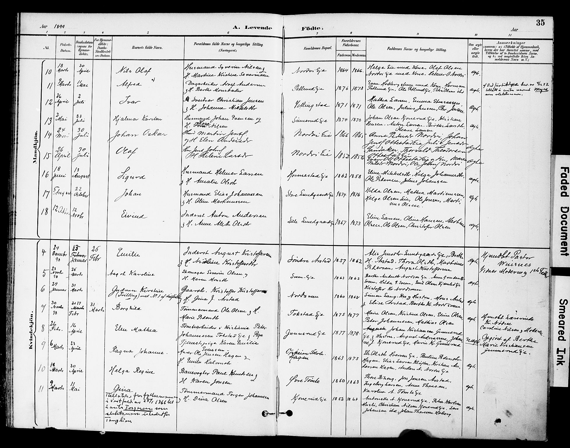 Stange prestekontor, AV/SAH-PREST-002/K/L0021: Parish register (official) no. 21, 1891-1902, p. 35