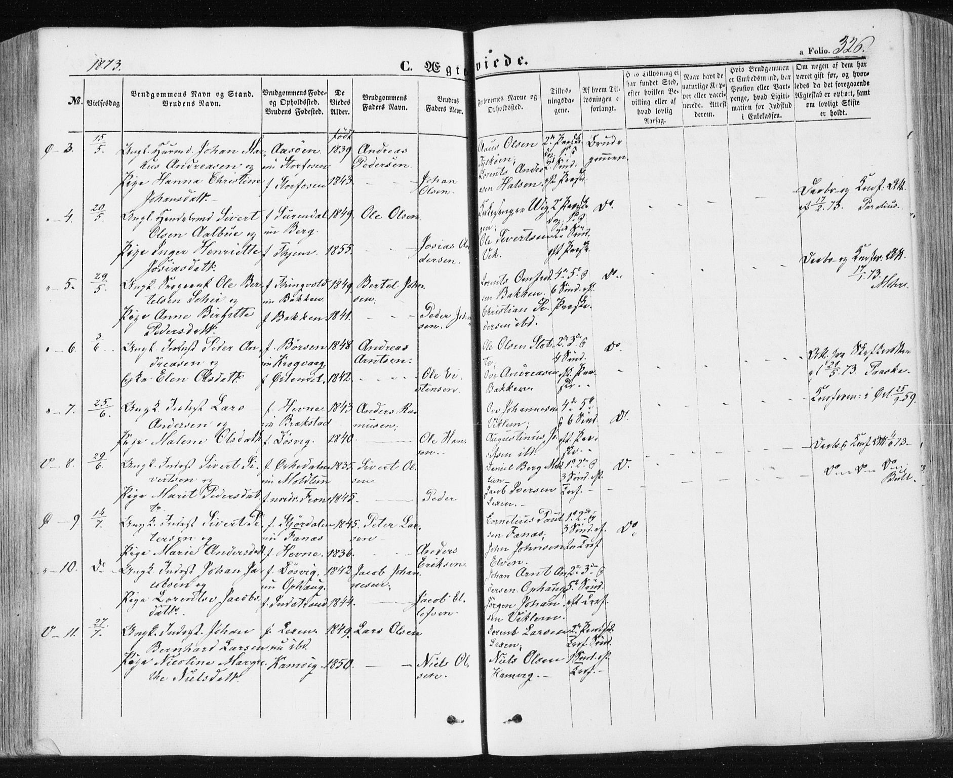 Ministerialprotokoller, klokkerbøker og fødselsregistre - Sør-Trøndelag, SAT/A-1456/659/L0737: Parish register (official) no. 659A07, 1857-1875, p. 326