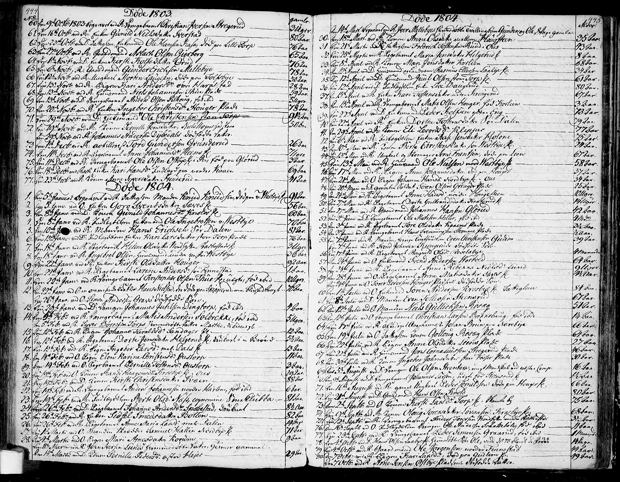 Rakkestad prestekontor Kirkebøker, AV/SAO-A-2008/F/Fa/L0005: Parish register (official) no. I 5, 1784-1814, p. 444-445