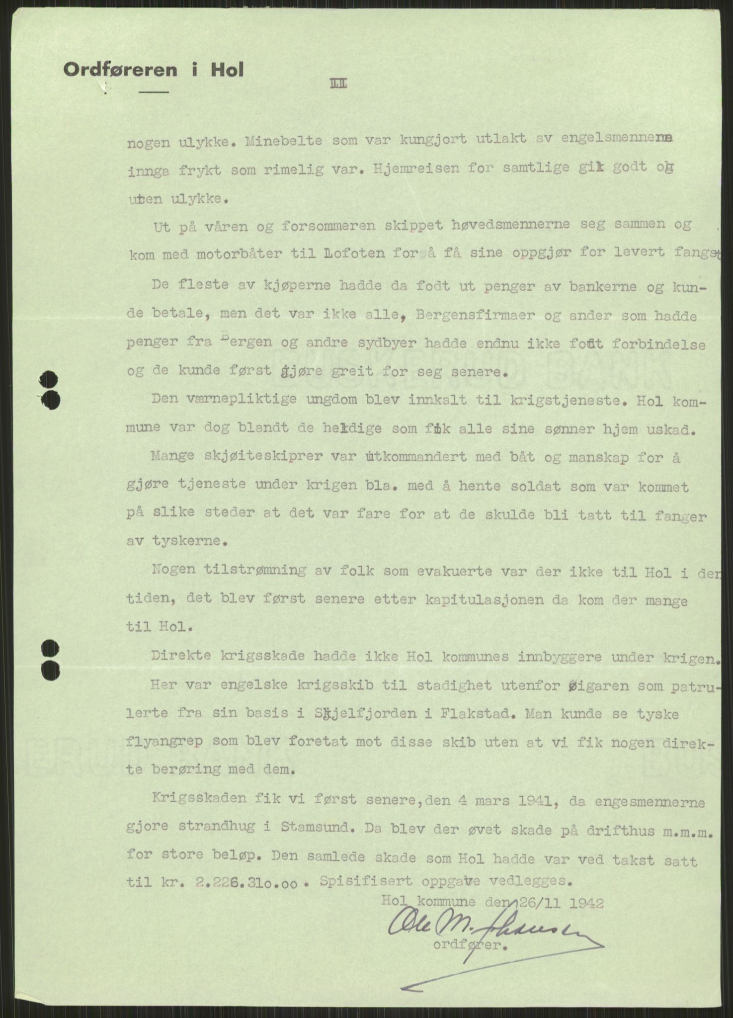 Forsvaret, Forsvarets krigshistoriske avdeling, AV/RA-RAFA-2017/Y/Ya/L0017: II-C-11-31 - Fylkesmenn.  Rapporter om krigsbegivenhetene 1940., 1940, p. 164