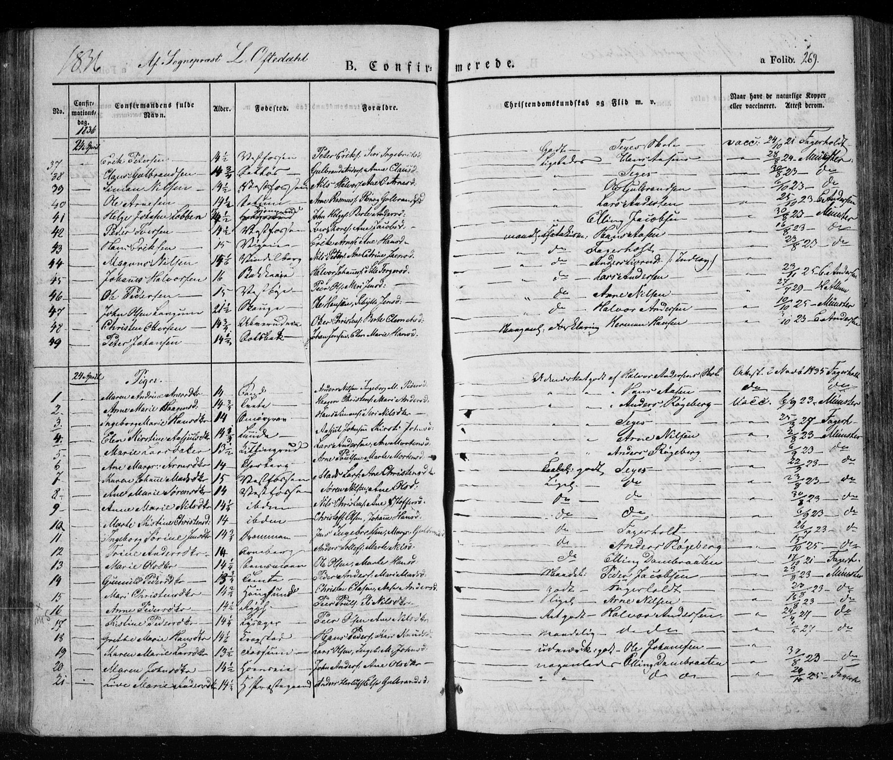 Eiker kirkebøker, SAKO/A-4/F/Fa/L0013a: Parish register (official) no. I 13A, 1832-1845, p. 269