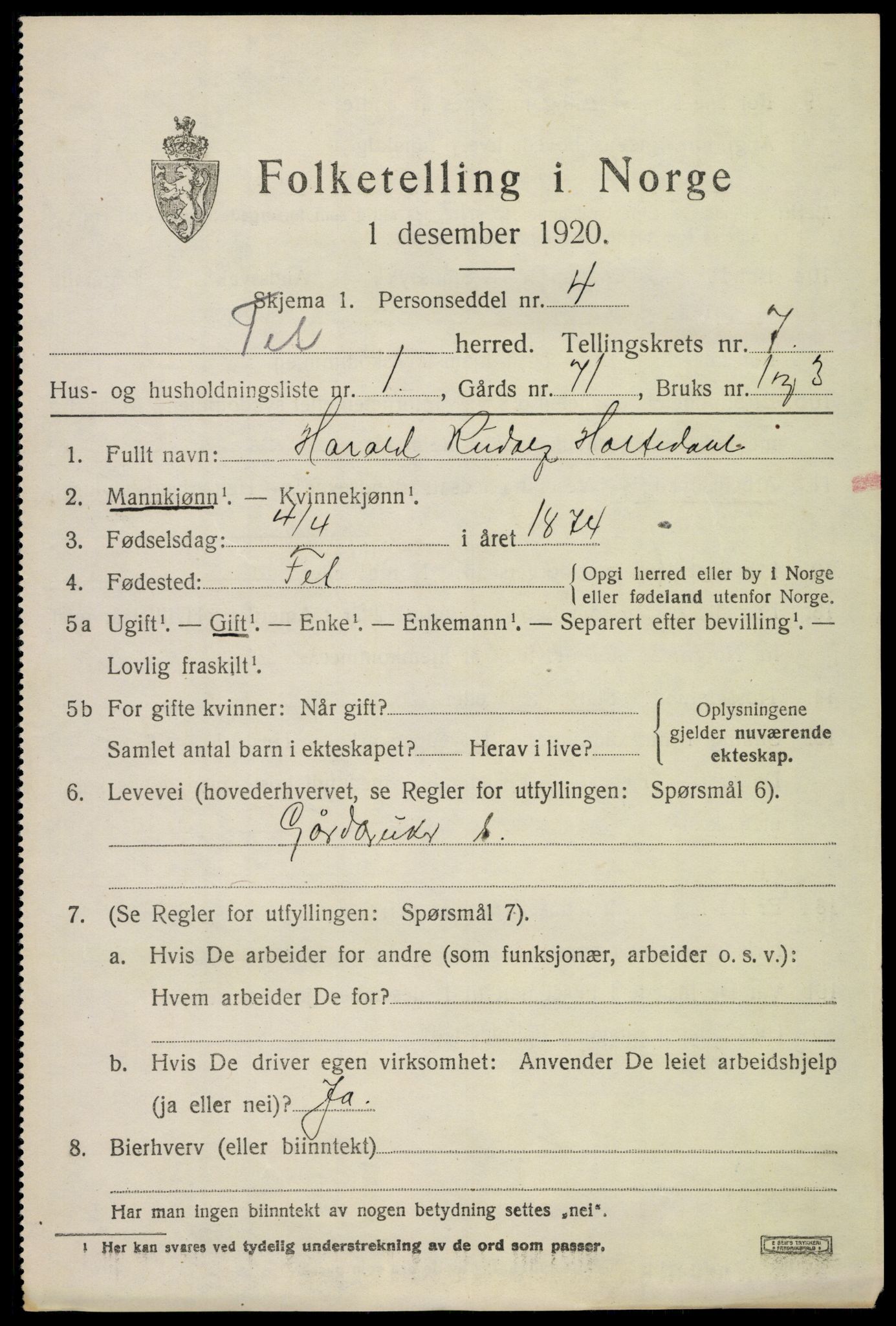 SAO, 1920 census for Fet, 1920, p. 7984