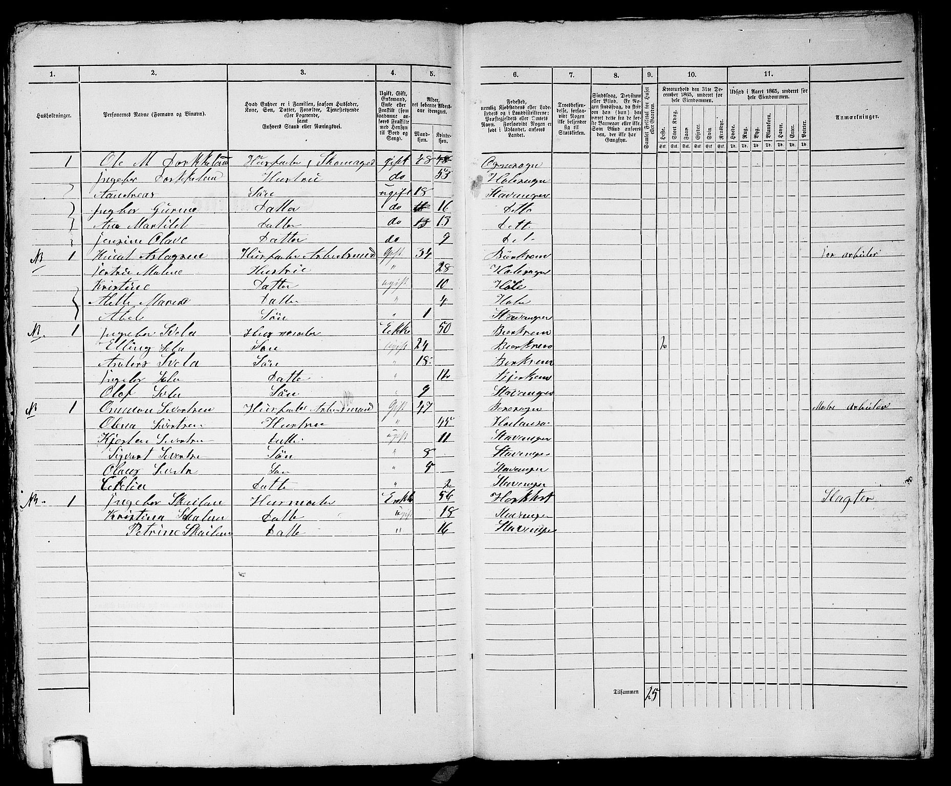 RA, 1865 census for Stavanger, 1865, p. 2012