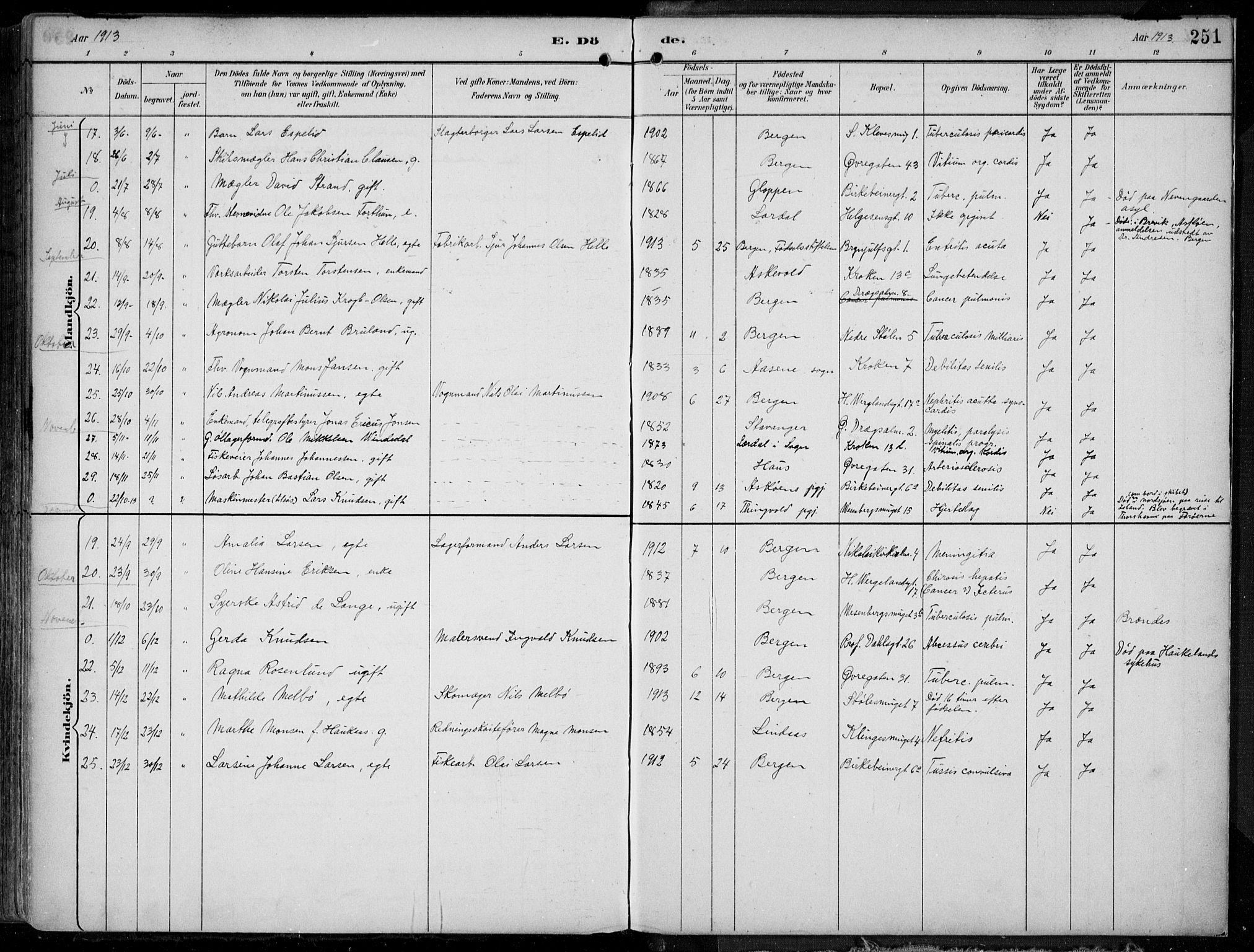 Mariakirken Sokneprestembete, AV/SAB-A-76901/H/Hab/L0005: Parish register (copy) no. A 5, 1893-1913, p. 251