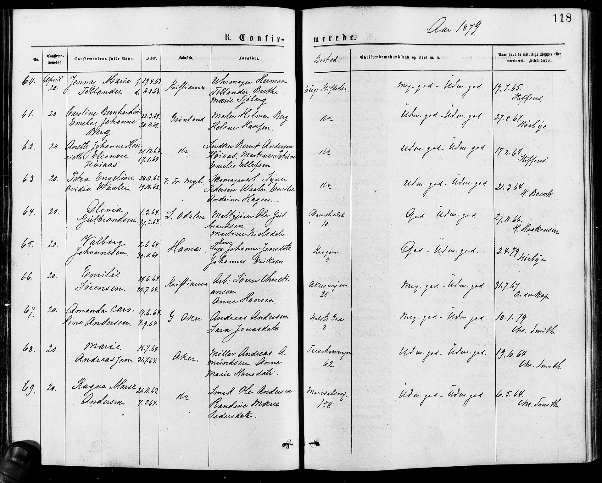 Gamle Aker prestekontor Kirkebøker, AV/SAO-A-10617a/F/L0005: Parish register (official) no. 5, 1873-1881, p. 118