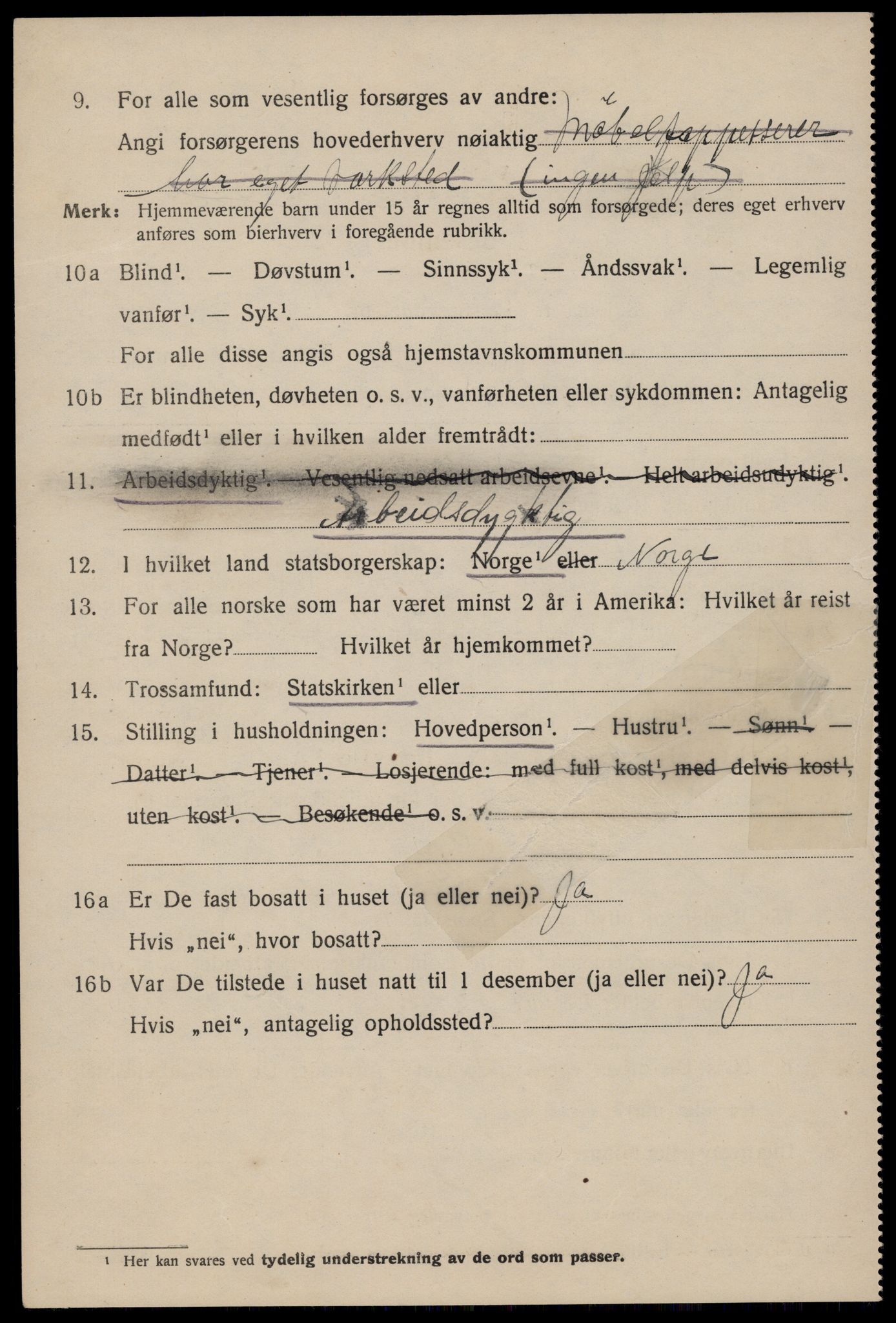 SAST, 1920 census for Stavanger, 1920, p. 110307