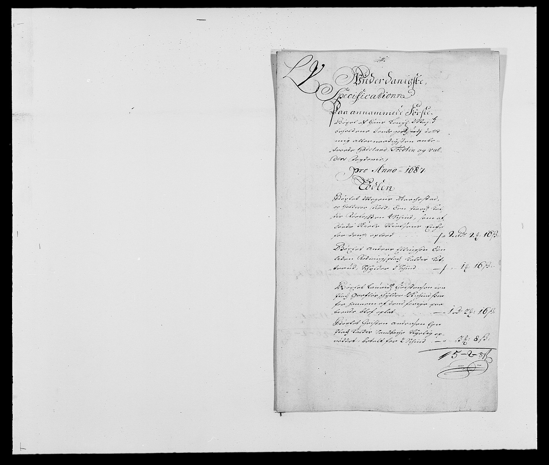 Rentekammeret inntil 1814, Reviderte regnskaper, Fogderegnskap, AV/RA-EA-4092/R18/L1286: Fogderegnskap Hadeland, Toten og Valdres, 1687, p. 99