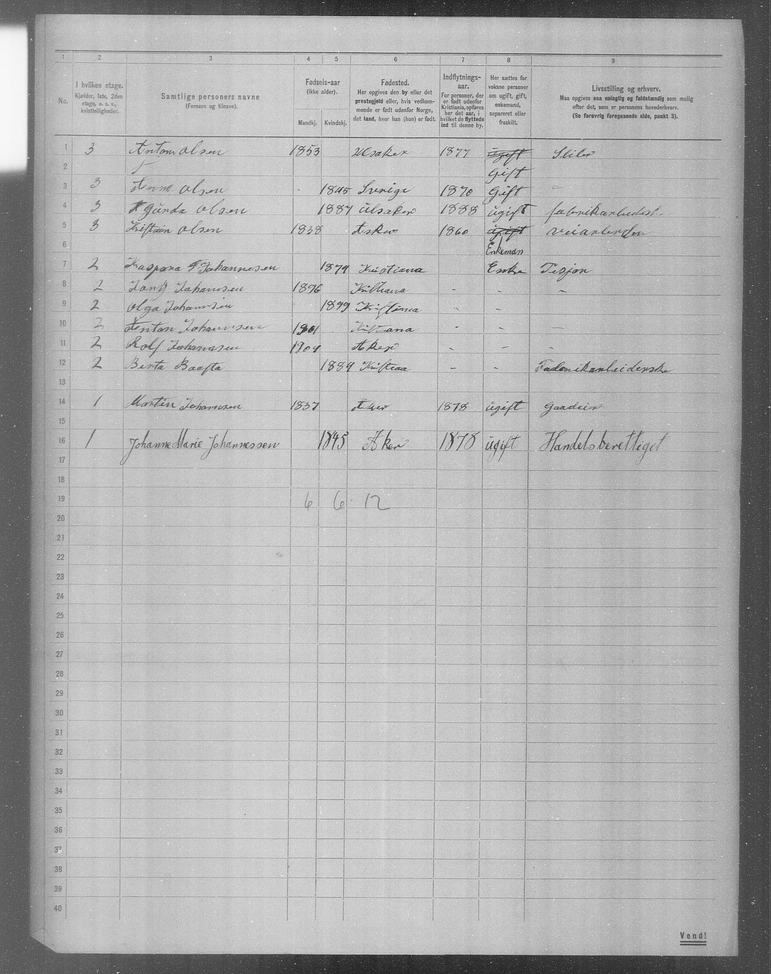 OBA, Municipal Census 1904 for Kristiania, 1904, p. 10473