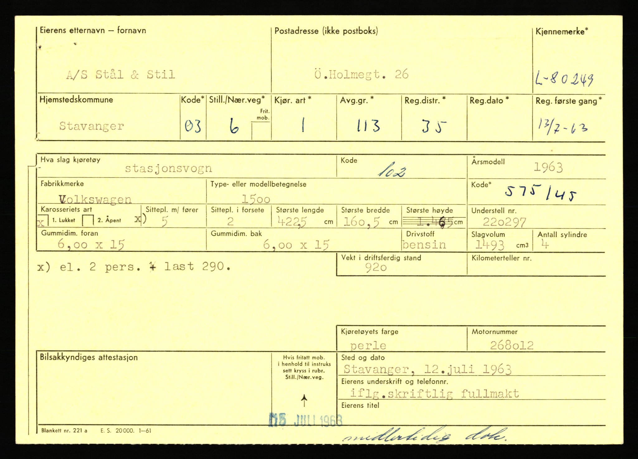 Stavanger trafikkstasjon, AV/SAST-A-101942/0/F/L0070: L-78800 - L-80499, 1930-1971, p. 2128