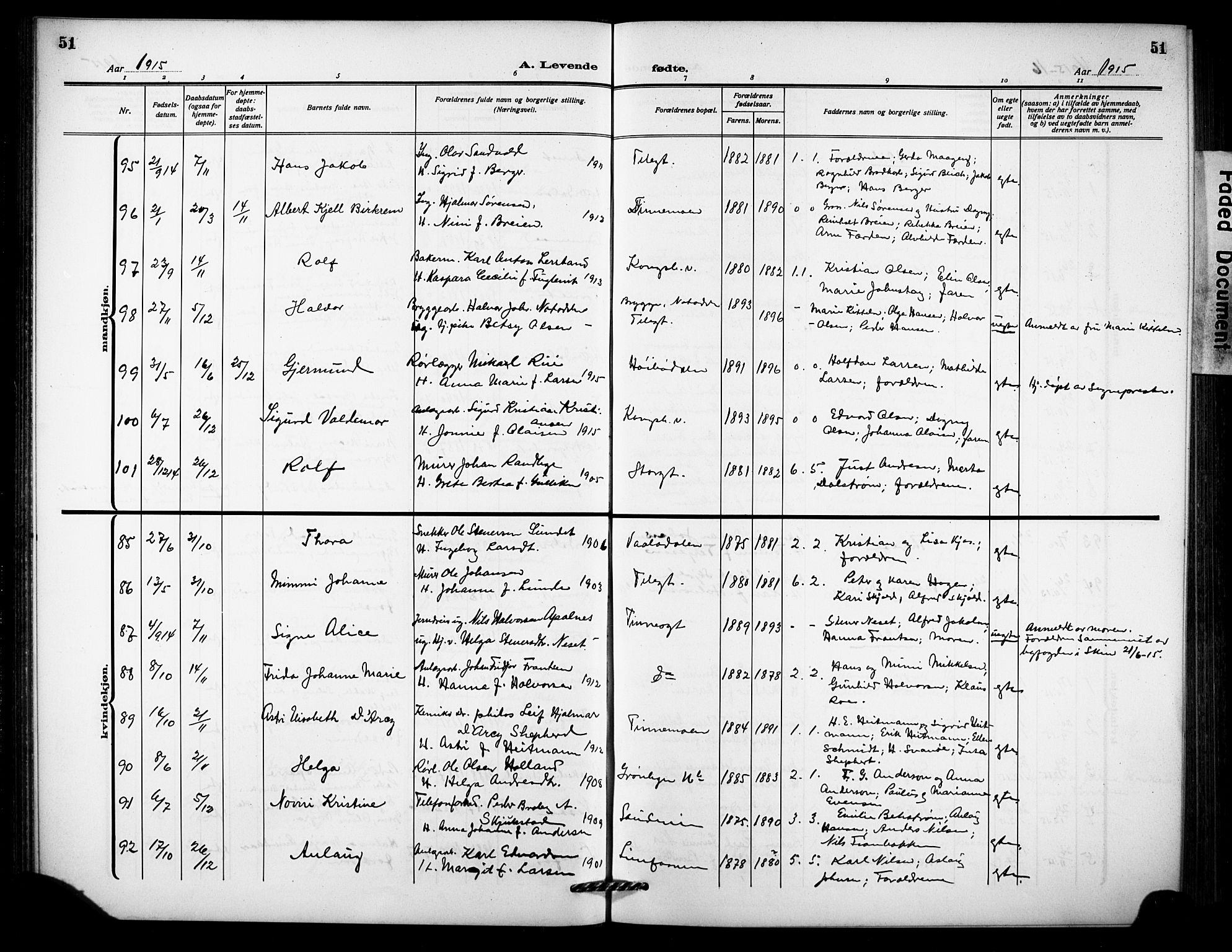 Notodden kirkebøker, SAKO/A-290/G/Ga/L0001: Parish register (copy) no. 1, 1912-1923, p. 51