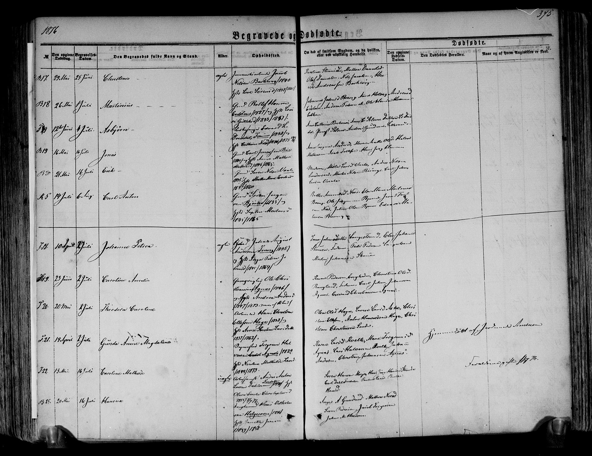 Brunlanes kirkebøker, AV/SAKO-A-342/F/Fa/L0005: Parish register (official) no. I 5, 1862-1877, p. 375