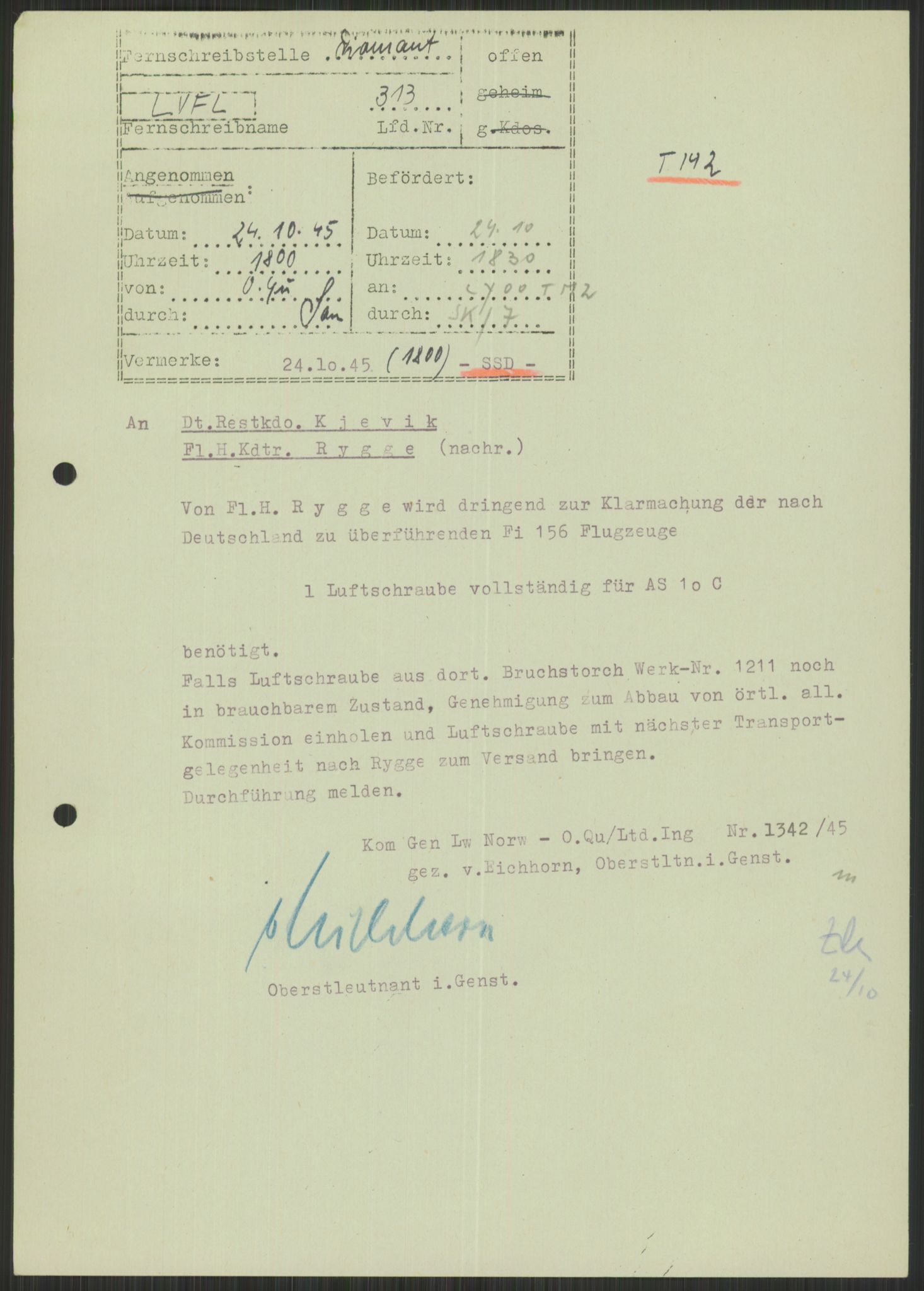 Deutscher Oberbefehlshaber Norwegen (DOBN), AV/RA-RAFA-2197/D/Di/L0066: AOK 20/WBN-DOBN Luftwaffe/Komm G. d.Dt.Lw. in Norwegen, 1945, p. 781