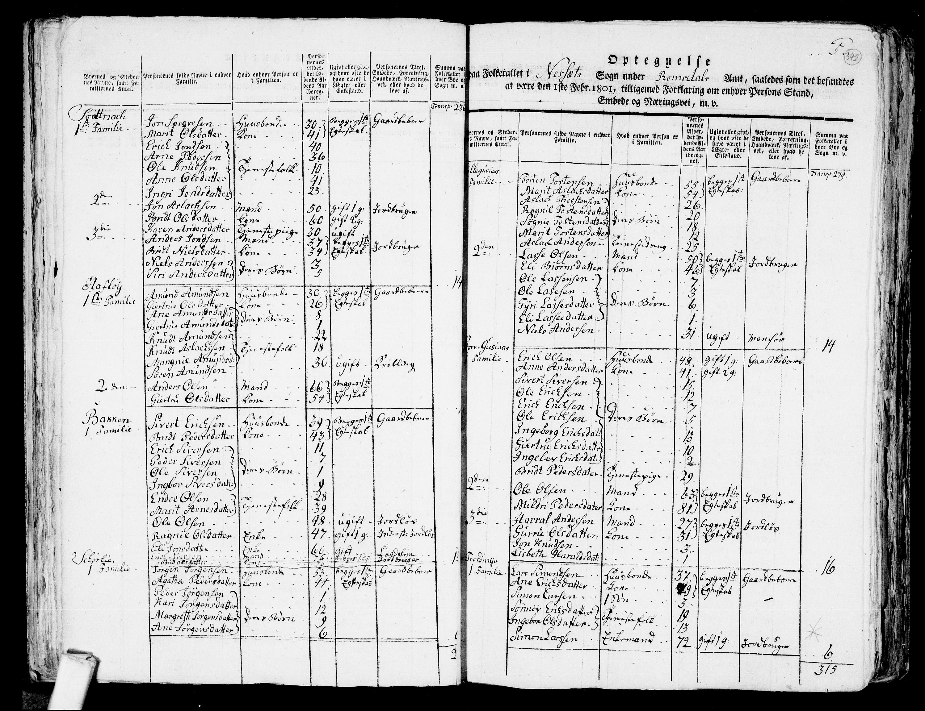 RA, 1801 census for 1543P Nesset, 1801, p. 341b-342a