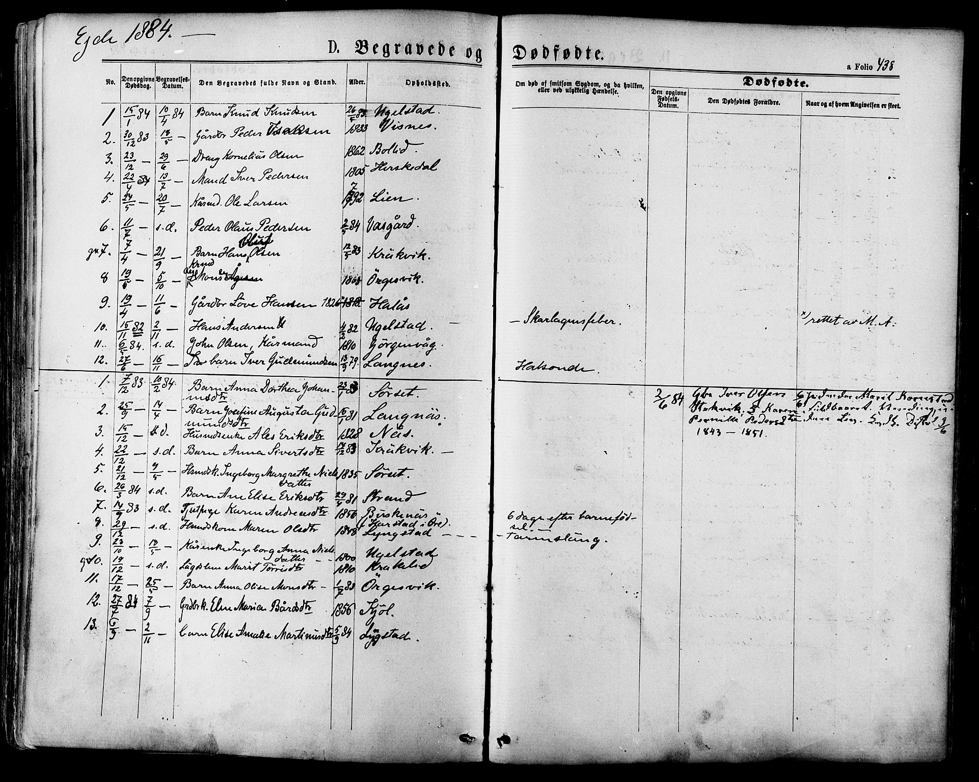 Ministerialprotokoller, klokkerbøker og fødselsregistre - Møre og Romsdal, SAT/A-1454/568/L0806: Parish register (official) no. 568A12 /4, 1878-1884, p. 438