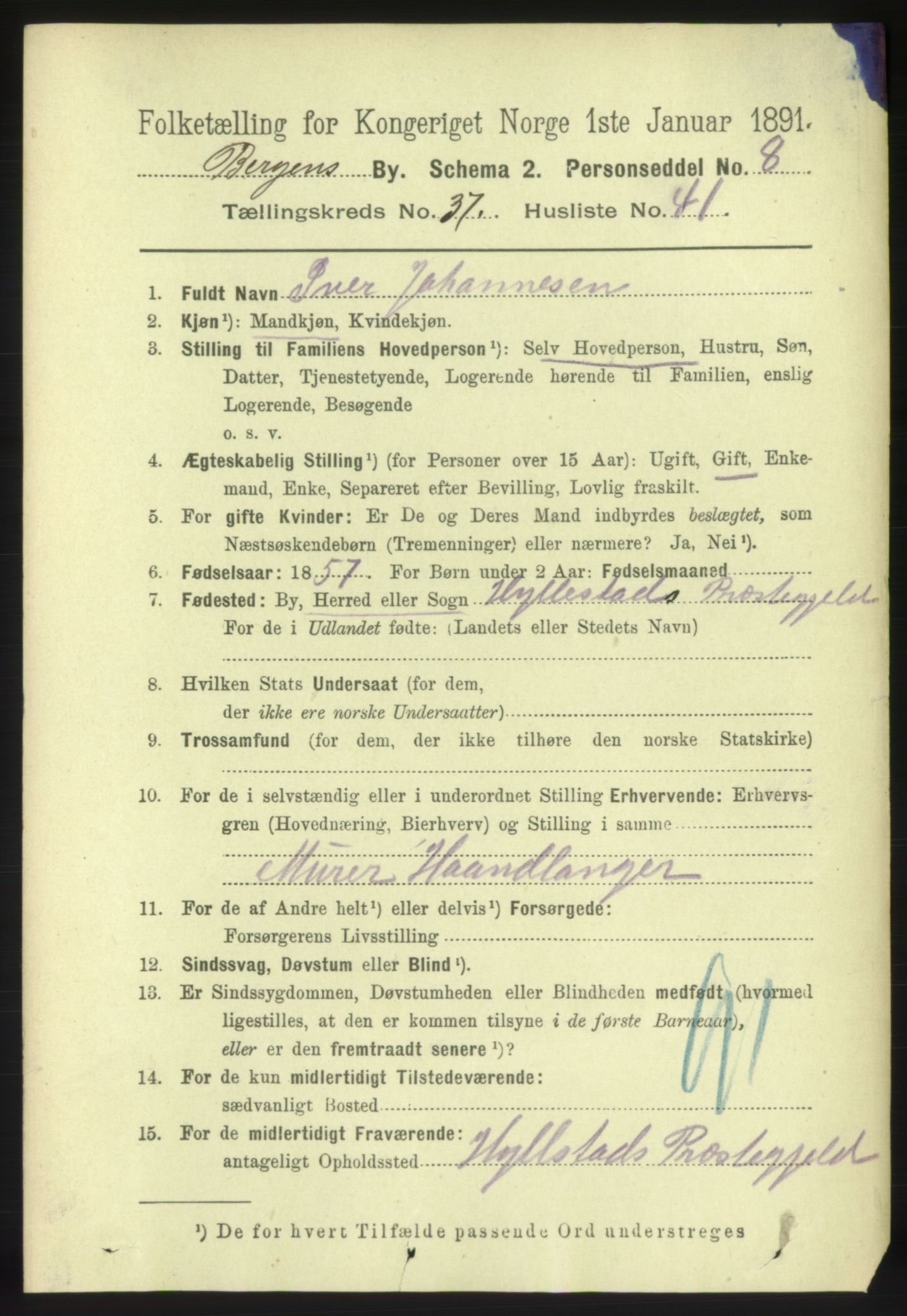 RA, 1891 Census for 1301 Bergen, 1891, p. 45555