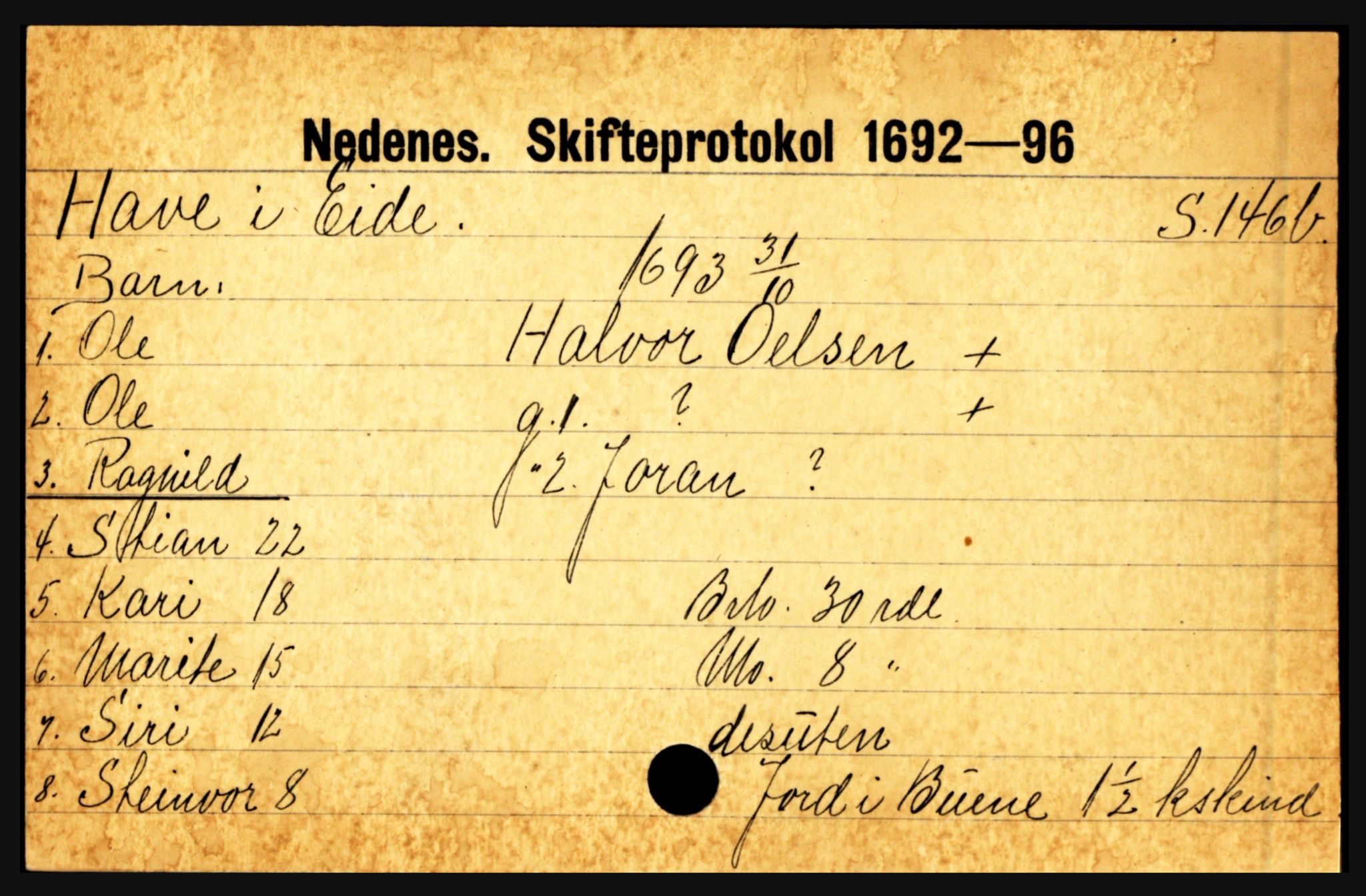 Nedenes sorenskriveri før 1824, AV/SAK-1221-0007/H, p. 11463