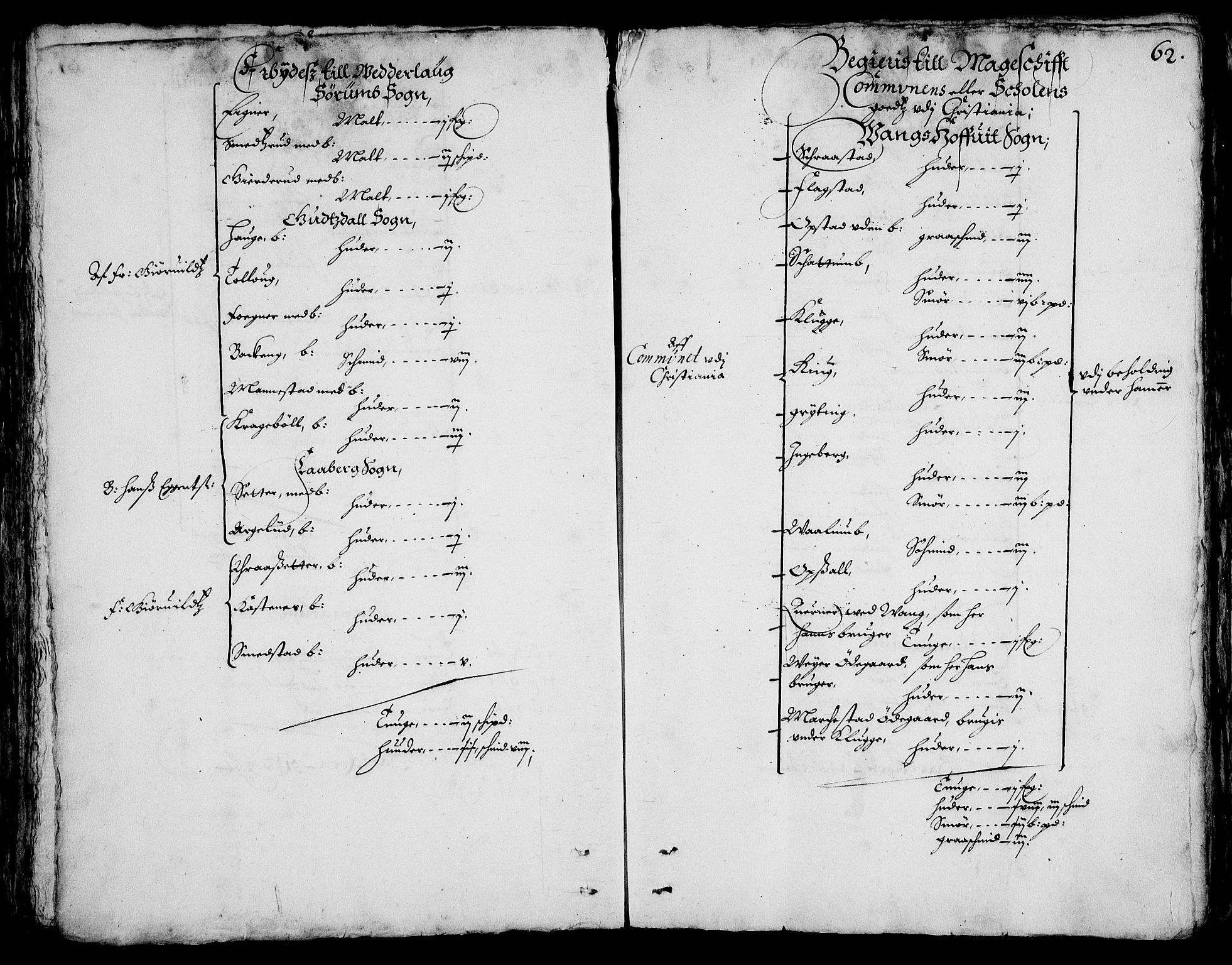 Rentekammeret inntil 1814, Realistisk ordnet avdeling, AV/RA-EA-4070/On/L0001/0002: Statens gods / [Jj 2]: Jordebok og forklaring over atkomstene til Hannibal Sehesteds gods, 1651, p. 61b-62a