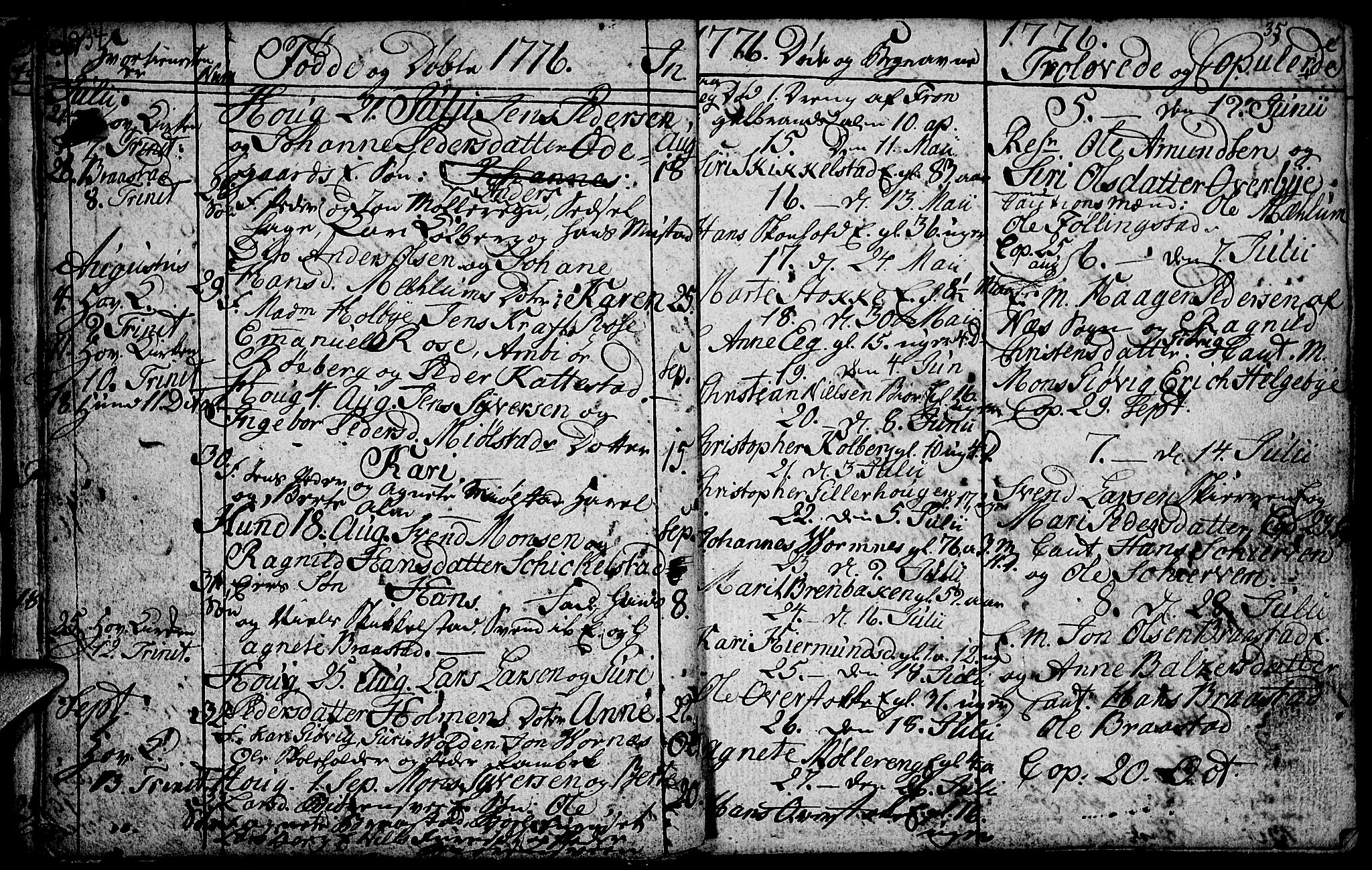 Vardal prestekontor, SAH/PREST-100/H/Ha/Hab/L0001: Parish register (copy) no. 1, 1771-1790, p. 34-35