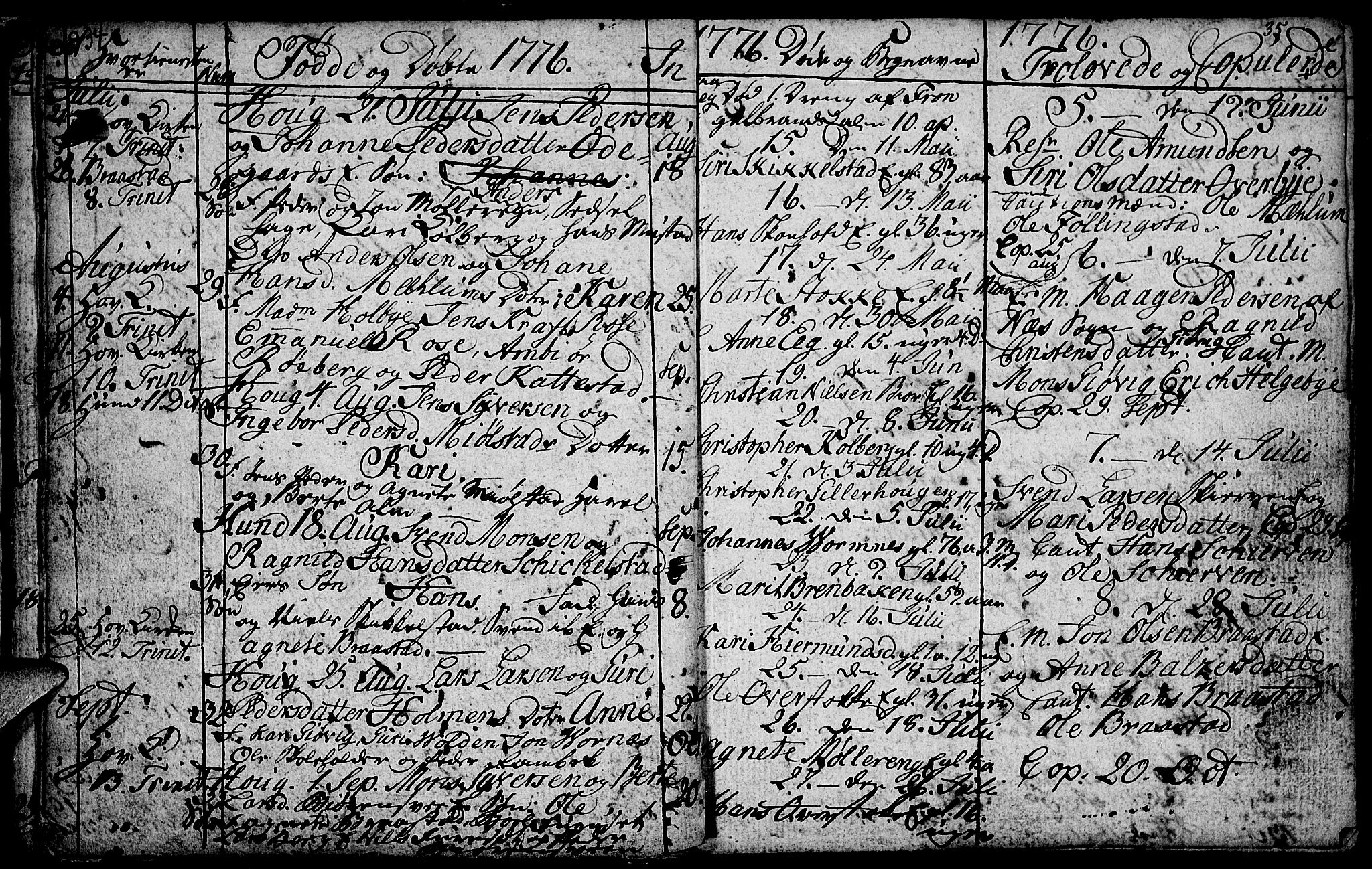 Vardal prestekontor, AV/SAH-PREST-100/H/Ha/Hab/L0001: Parish register (copy) no. 1, 1771-1790, p. 34-35