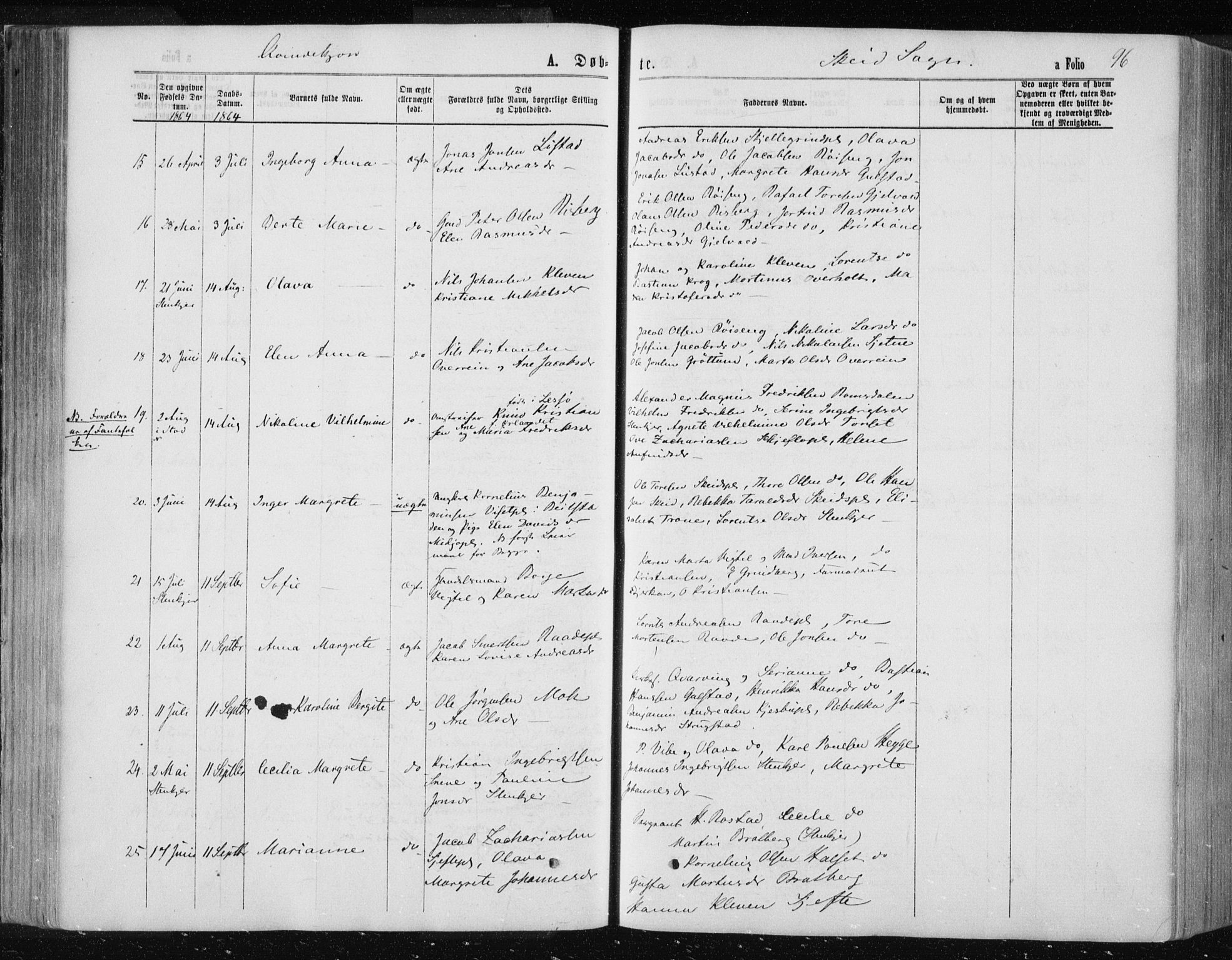 Ministerialprotokoller, klokkerbøker og fødselsregistre - Nord-Trøndelag, AV/SAT-A-1458/735/L0345: Parish register (official) no. 735A08 /2, 1863-1872, p. 96