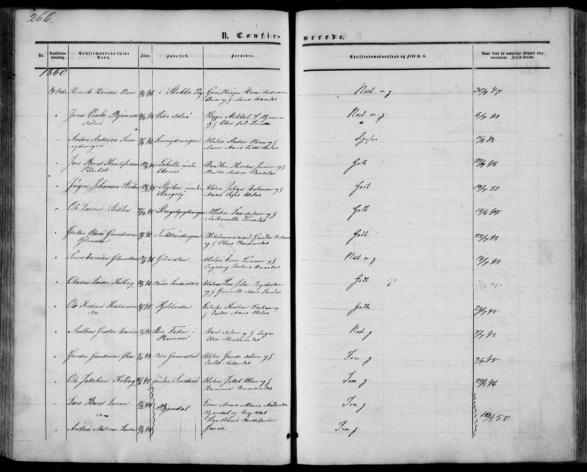 Nøtterøy kirkebøker, AV/SAKO-A-354/F/Fa/L0006: Parish register (official) no. I 6, 1852-1864, p. 266