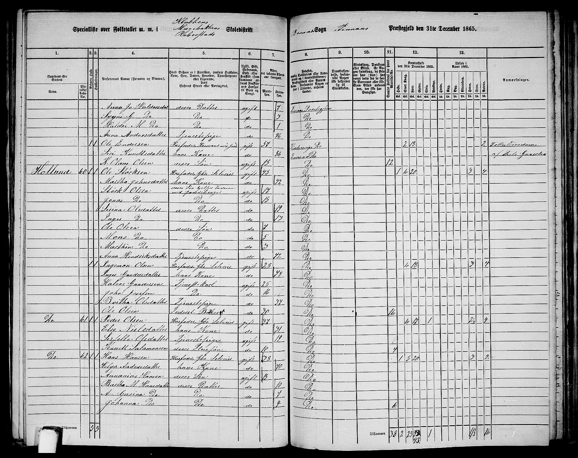 RA, 1865 census for Finnås, 1865, p. 156