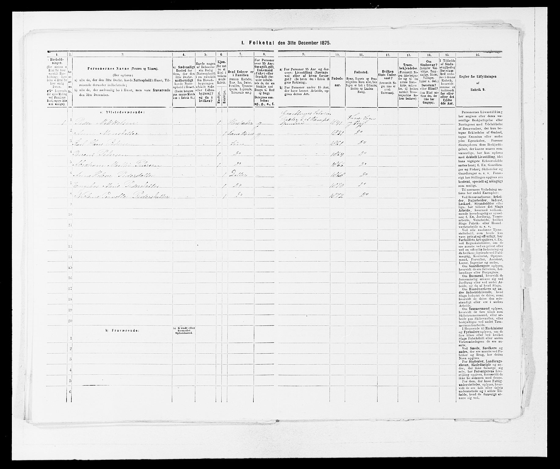 SAB, 1875 census for 1249P Fana, 1875, p. 1003