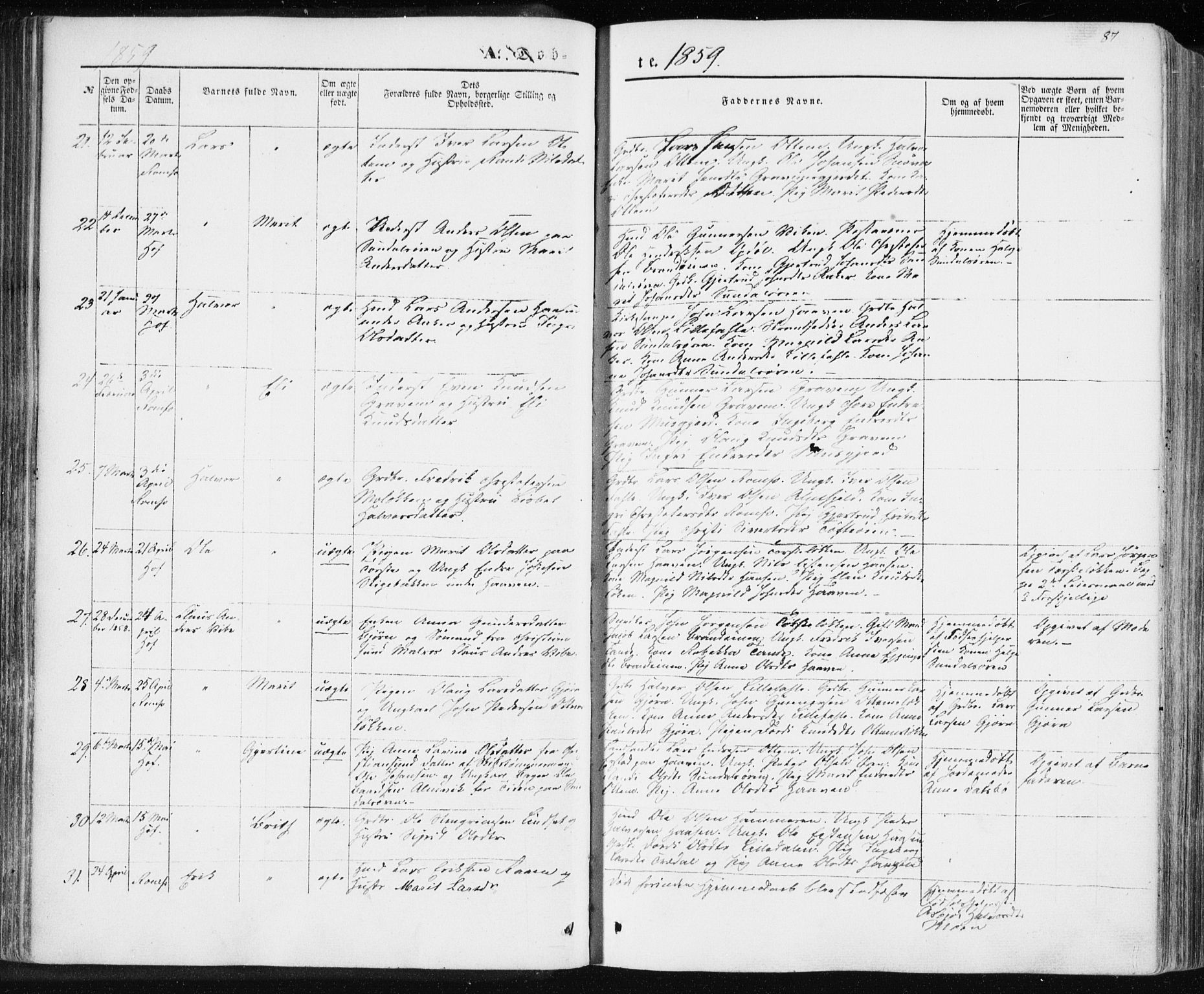 Ministerialprotokoller, klokkerbøker og fødselsregistre - Møre og Romsdal, SAT/A-1454/590/L1013: Parish register (official) no. 590A05, 1847-1877, p. 87