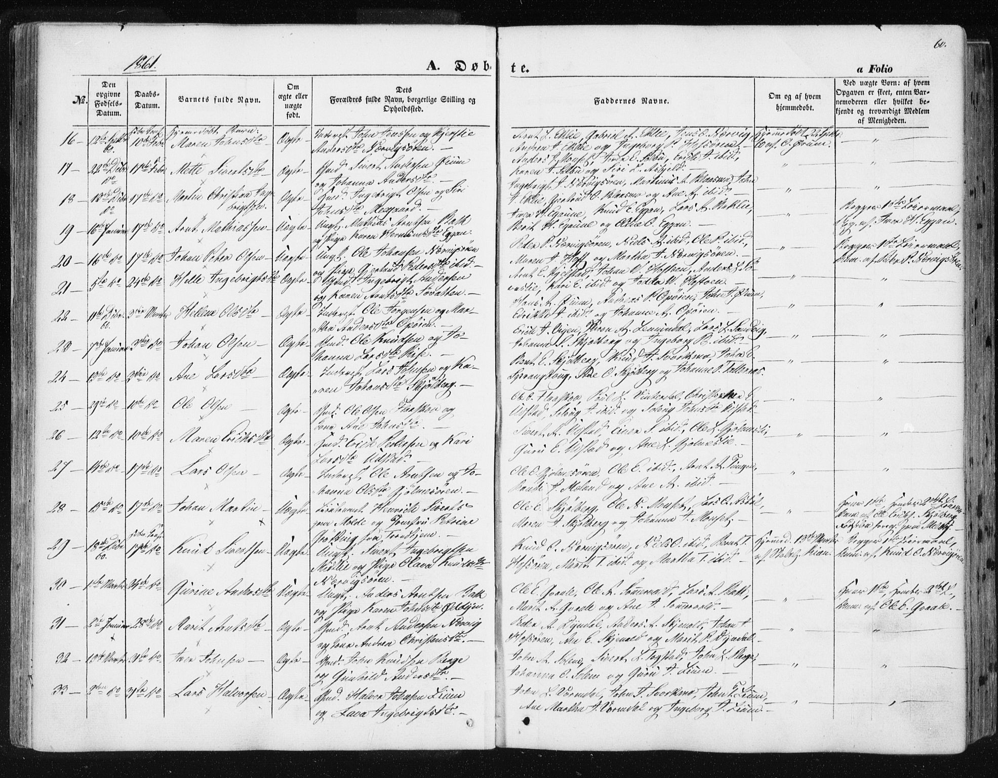 Ministerialprotokoller, klokkerbøker og fødselsregistre - Sør-Trøndelag, SAT/A-1456/668/L0806: Parish register (official) no. 668A06, 1854-1869, p. 60