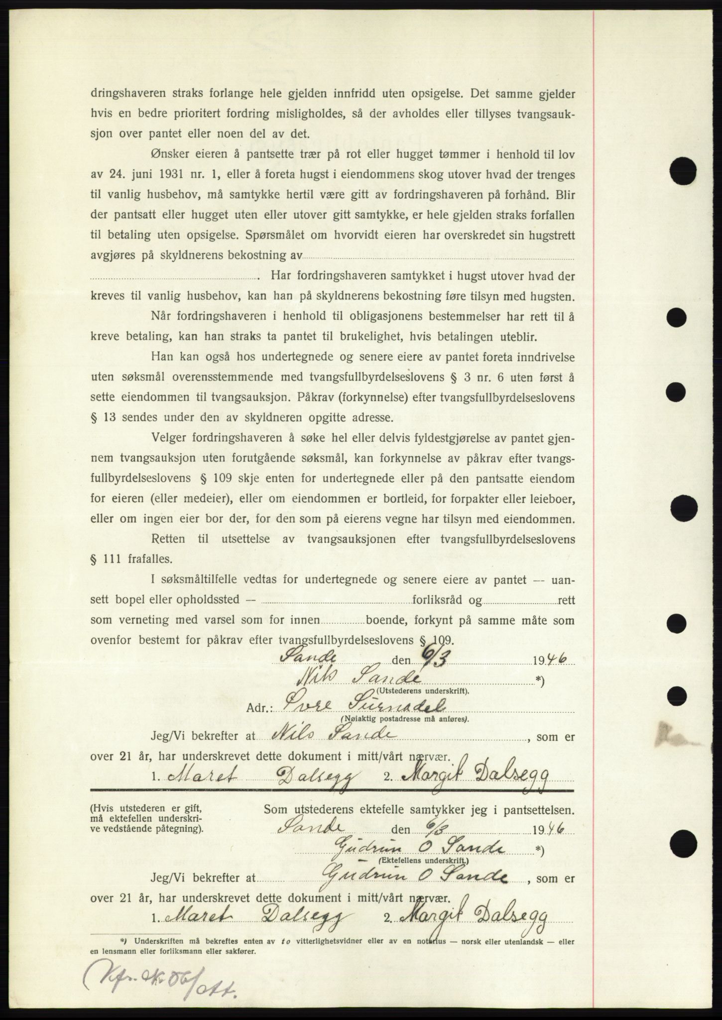 Nordmøre sorenskriveri, AV/SAT-A-4132/1/2/2Ca: Mortgage book no. B93b, 1946-1946, Diary no: : 379/1946