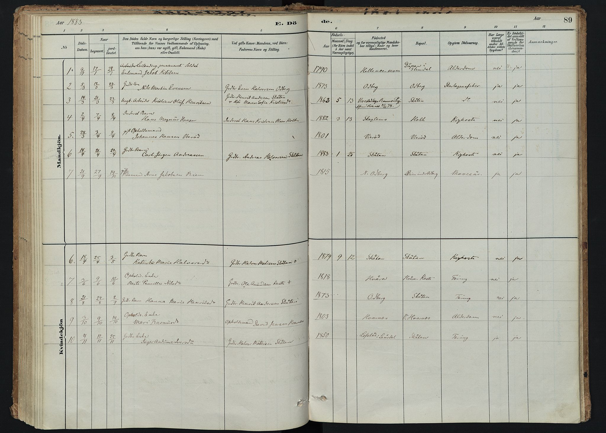 Hedrum kirkebøker, SAKO/A-344/F/Fc/L0001: Parish register (official) no. III 1, 1881-1906, p. 89