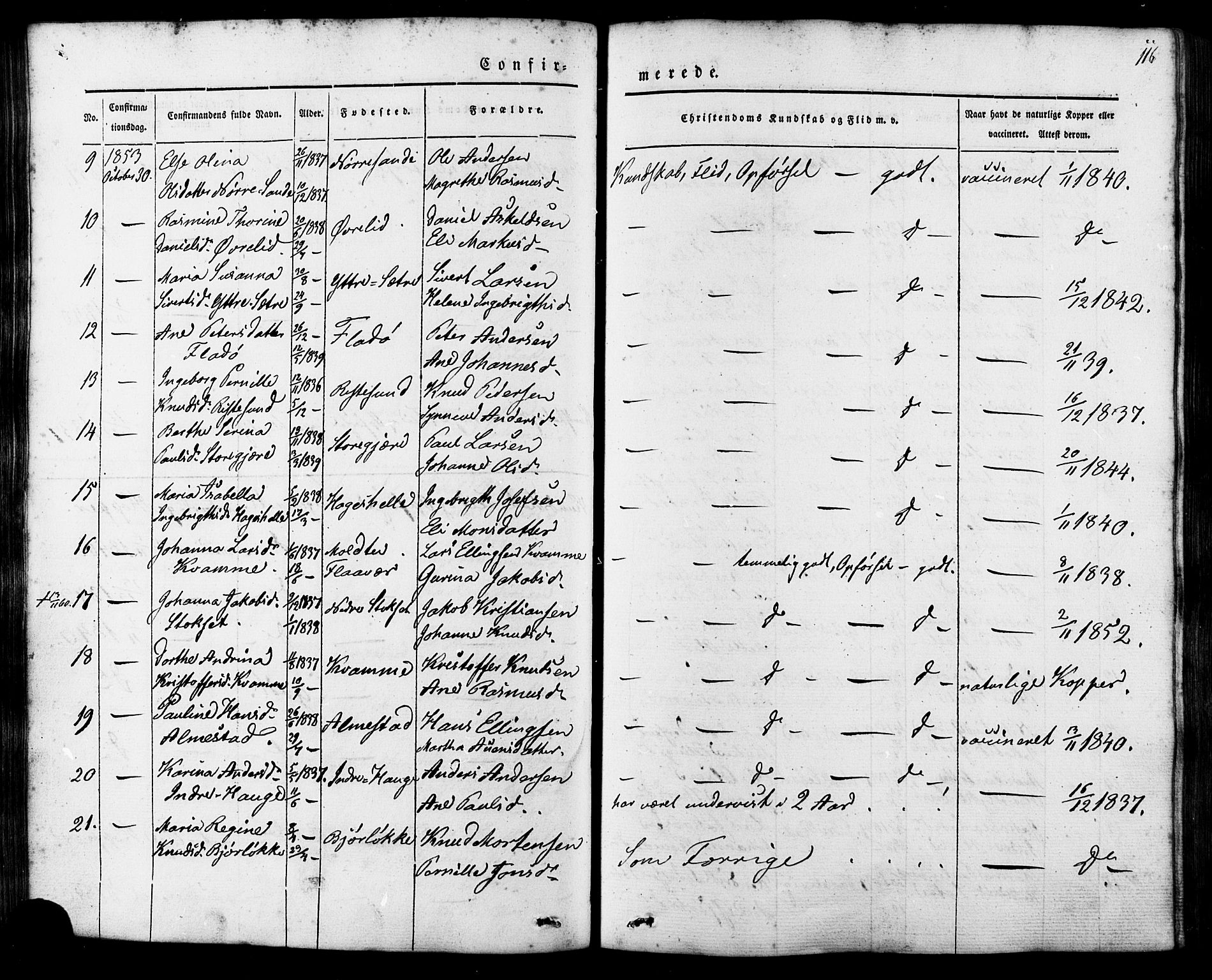 Ministerialprotokoller, klokkerbøker og fødselsregistre - Møre og Romsdal, AV/SAT-A-1454/503/L0034: Parish register (official) no. 503A02, 1841-1884, p. 116