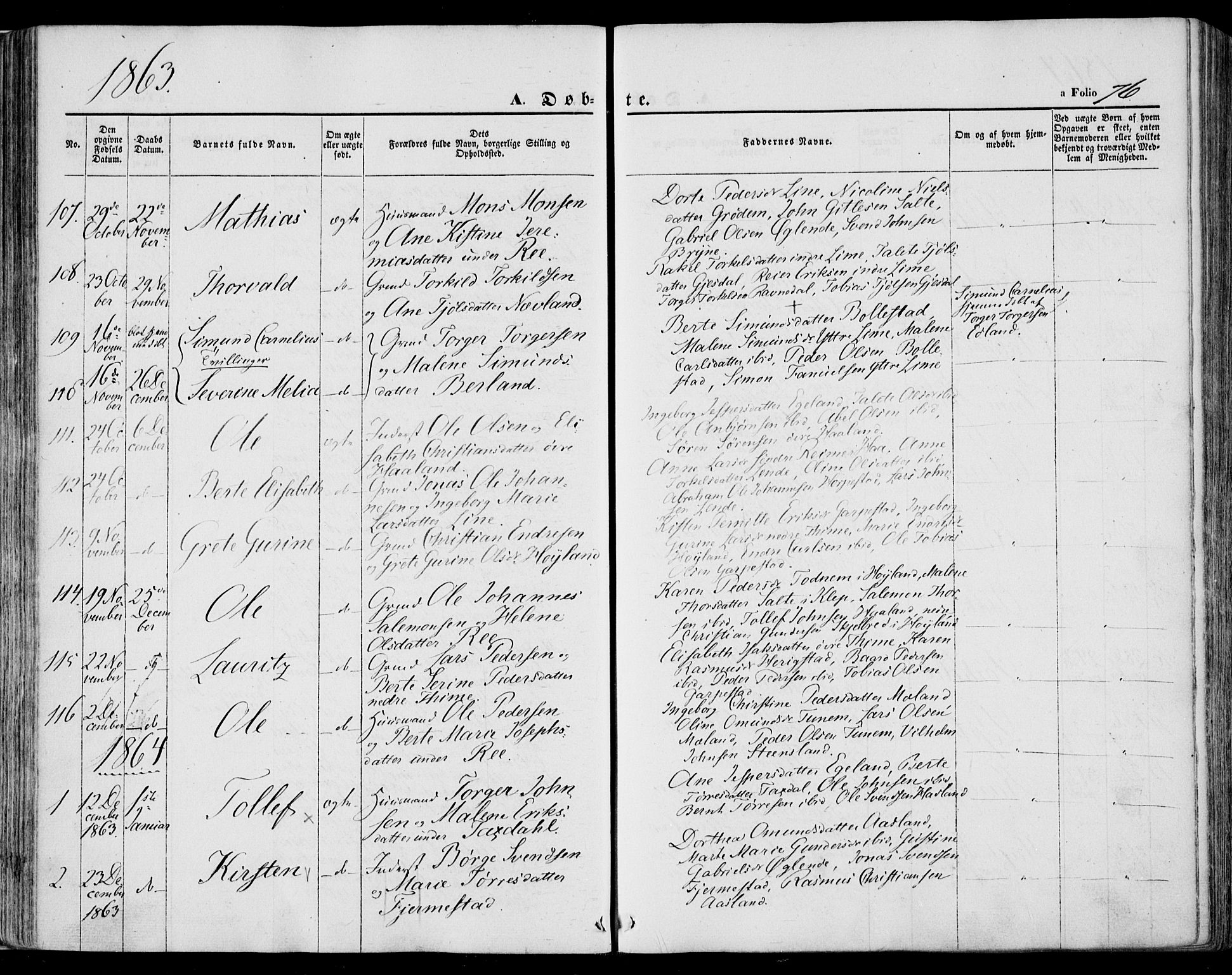 Lye sokneprestkontor, AV/SAST-A-101794/001/30BA/L0007: Parish register (official) no. A 6, 1856-1871, p. 76
