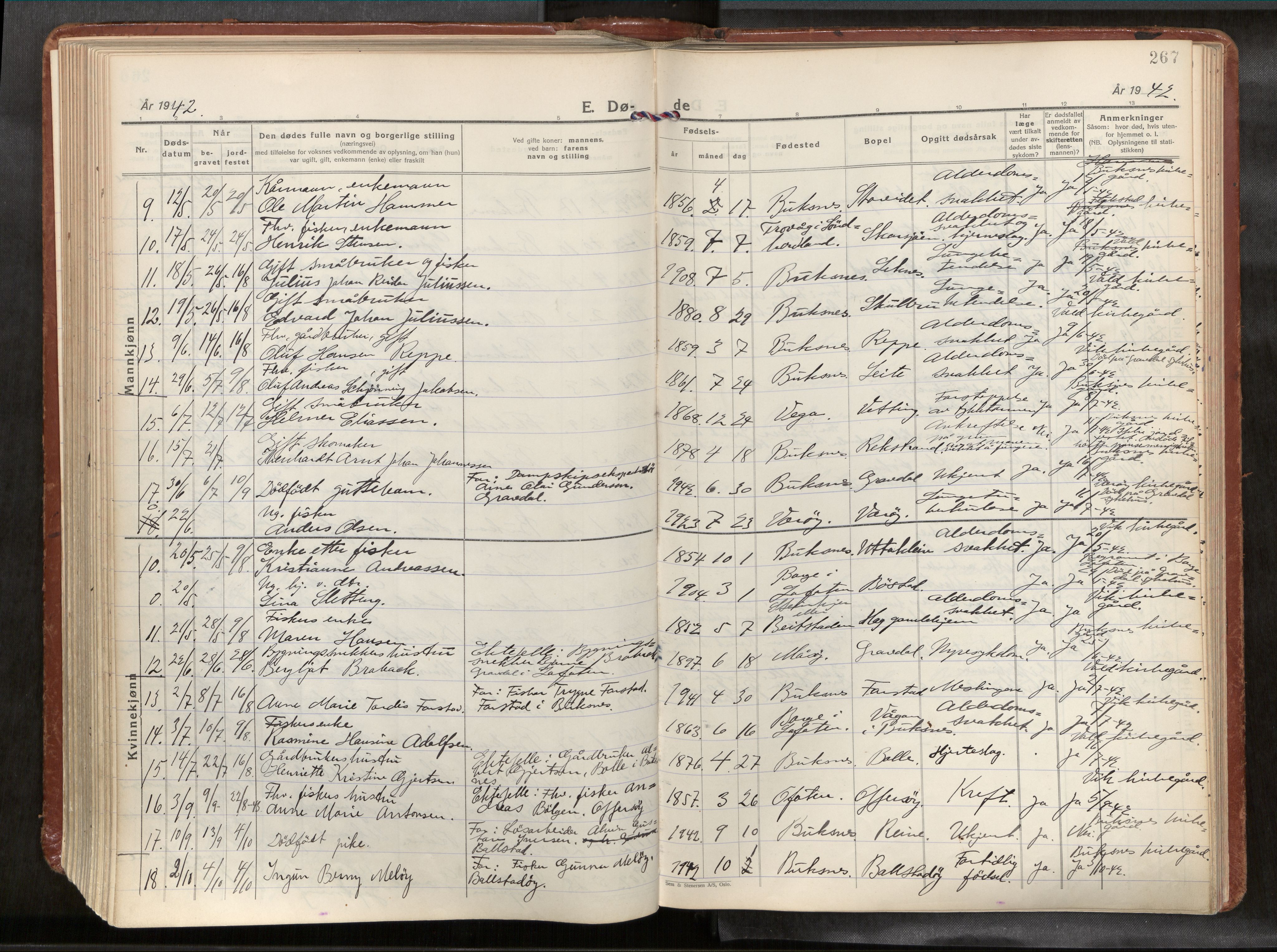 Ministerialprotokoller, klokkerbøker og fødselsregistre - Nordland, AV/SAT-A-1459/881/L1161: Parish register (official) no. 881A14, 1932-1955, p. 267