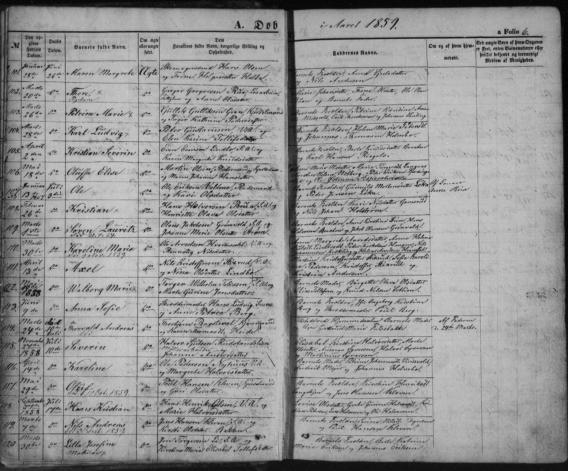 Kongsberg kirkebøker, AV/SAKO-A-22/F/Fa/L0010: Parish register (official) no. I 10, 1859-1875, p. 6