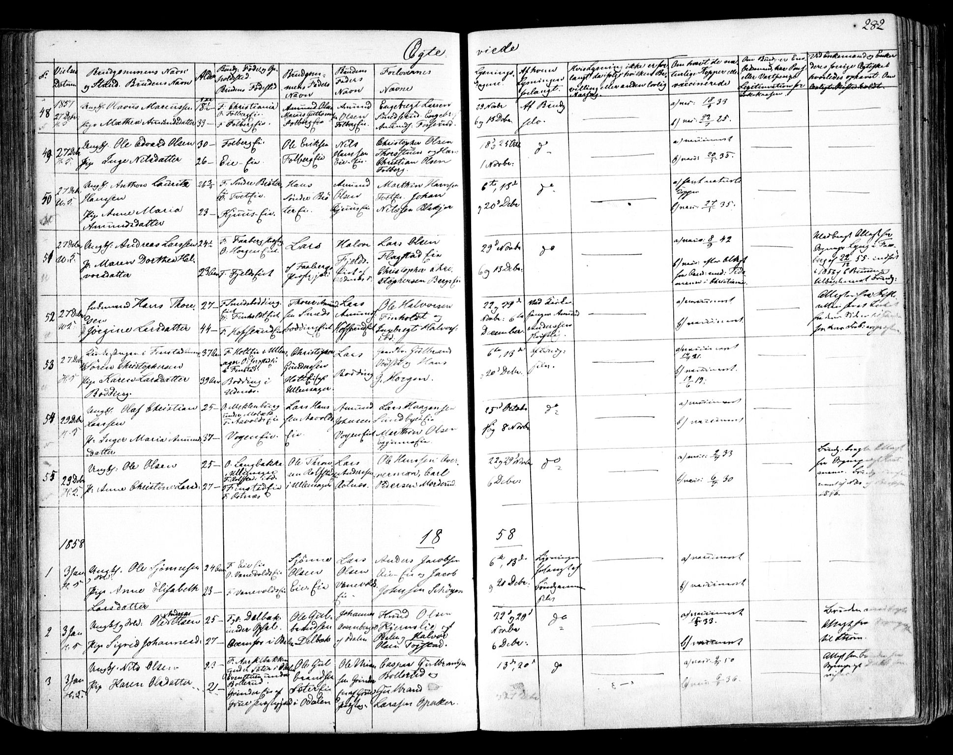 Nes prestekontor Kirkebøker, SAO/A-10410/F/Fa/L0007: Parish register (official) no. I 7, 1846-1858, p. 282