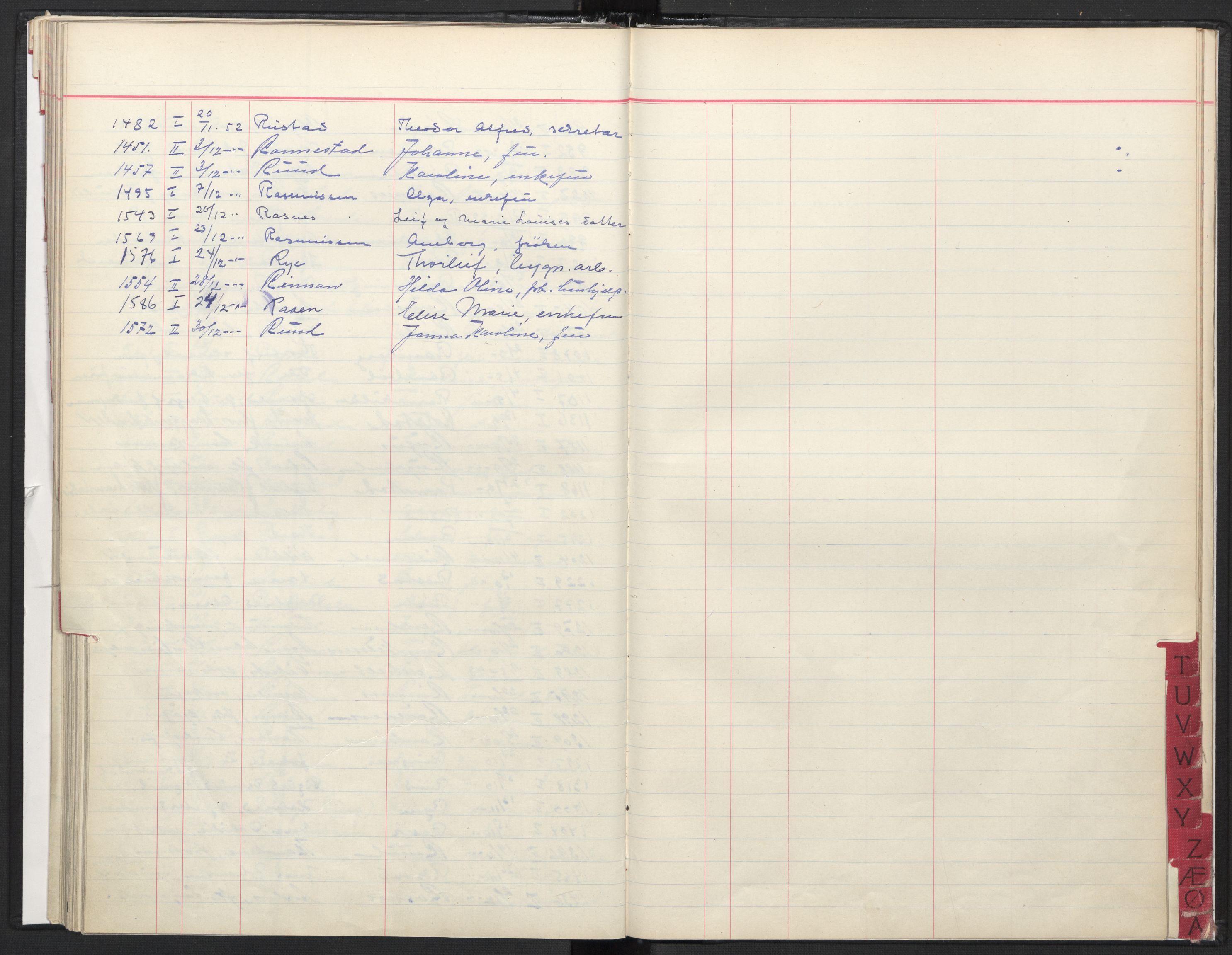 Oslo skifterett, AV/SAO-A-10383/F/Fa/Faa/L0052: Register til dødsfallsprotokollene, 1952