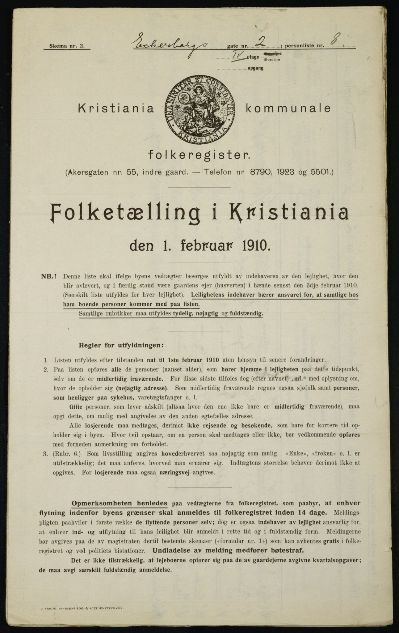 OBA, Municipal Census 1910 for Kristiania, 1910, p. 17263