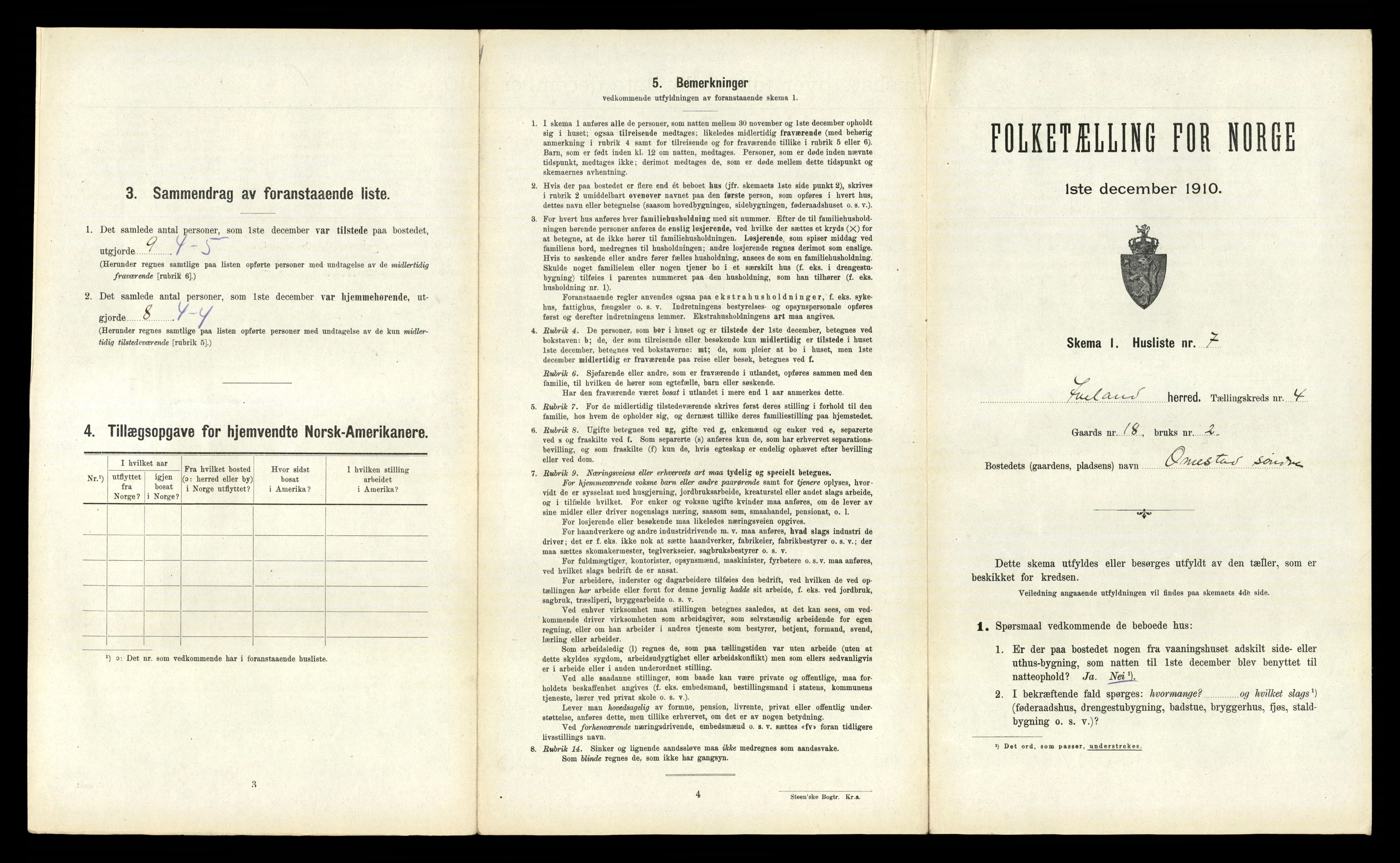 RA, 1910 census for Iveland, 1910, p. 171